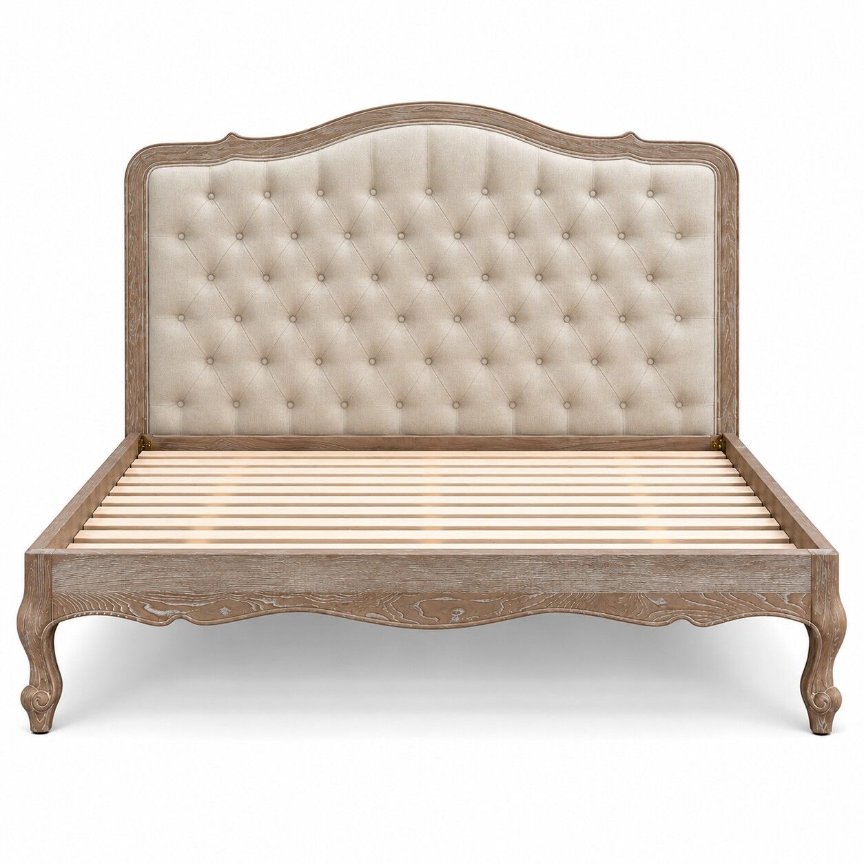 Eloise Limed Ash Button Upholstered Low Footboard Bed – Double - Image 3