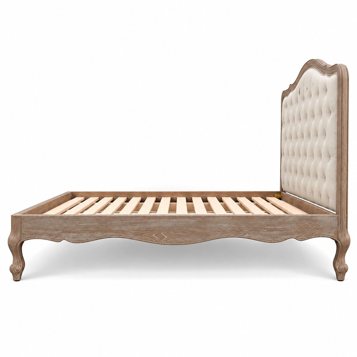 Eloise Limed Ash Button Upholstered Low Footboard Bed – Double - Image 4