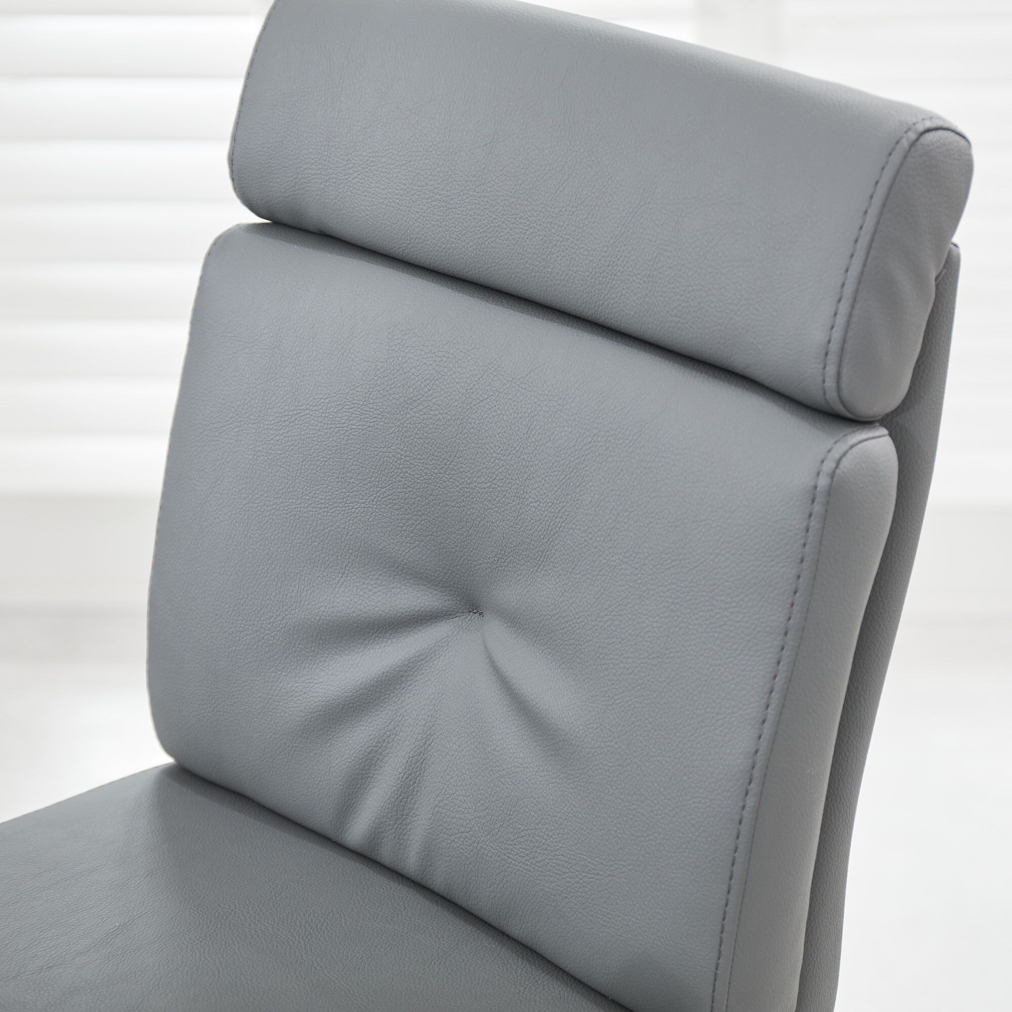 Portland Brushed Steel Gas Lift Kitchen Stool in Grey Faux Leather - Image 4