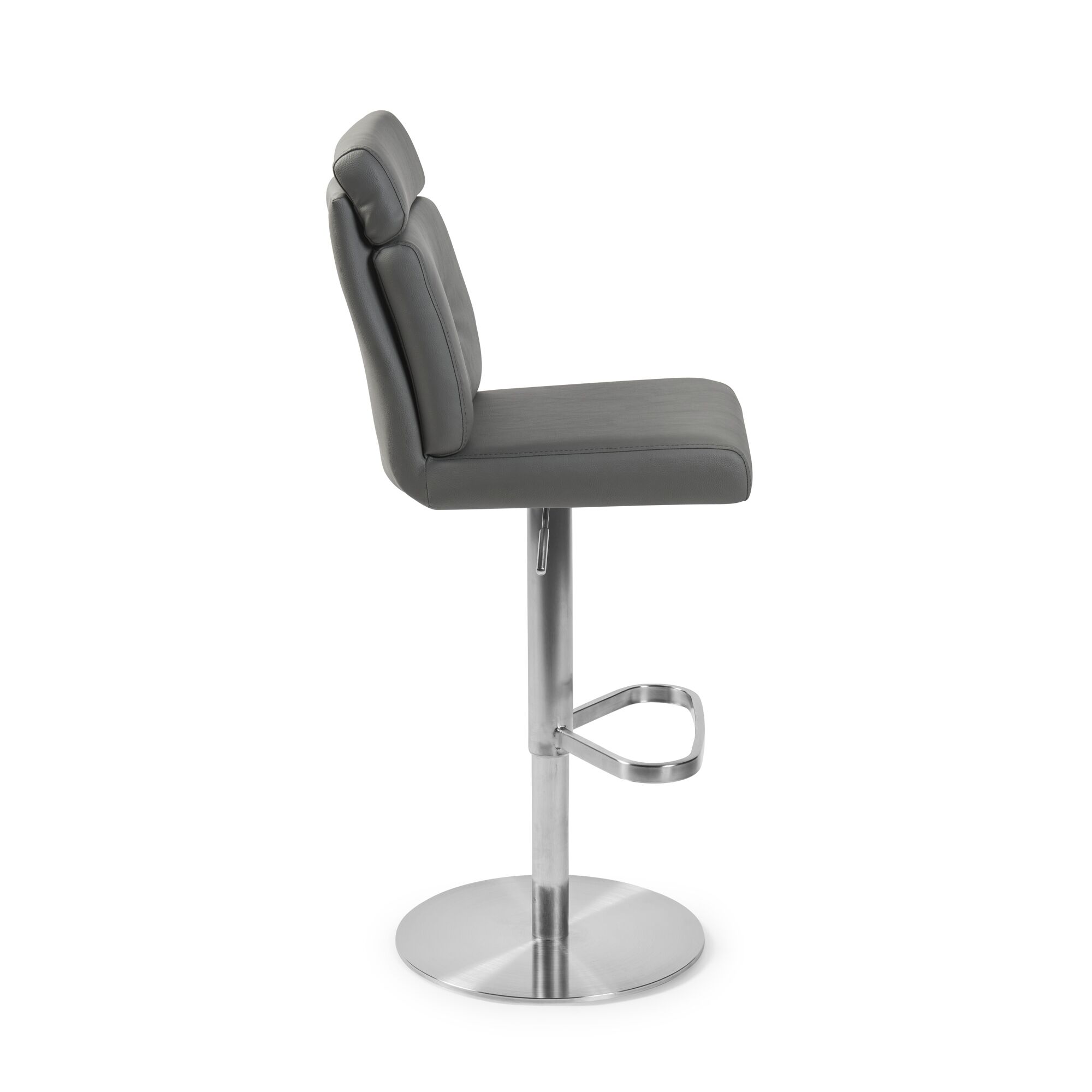 Portland Brushed Steel Gas Lift Kitchen Stool in Grey Faux Leather - Image 8