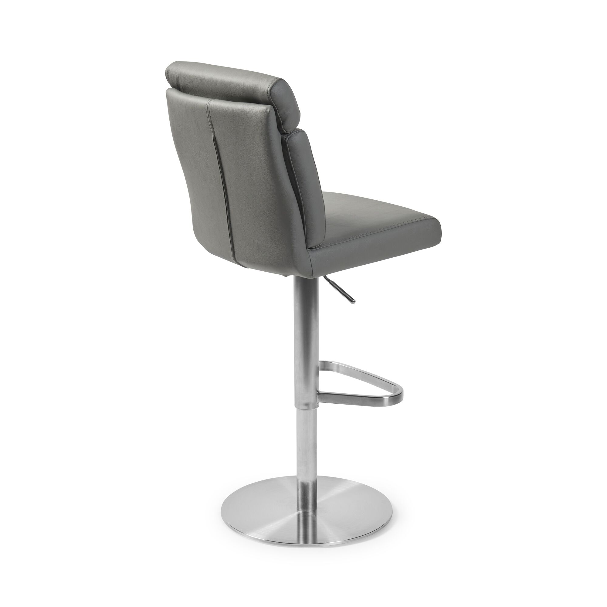 Portland Brushed Steel Gas Lift Kitchen Stool in Grey Faux Leather - Image 9