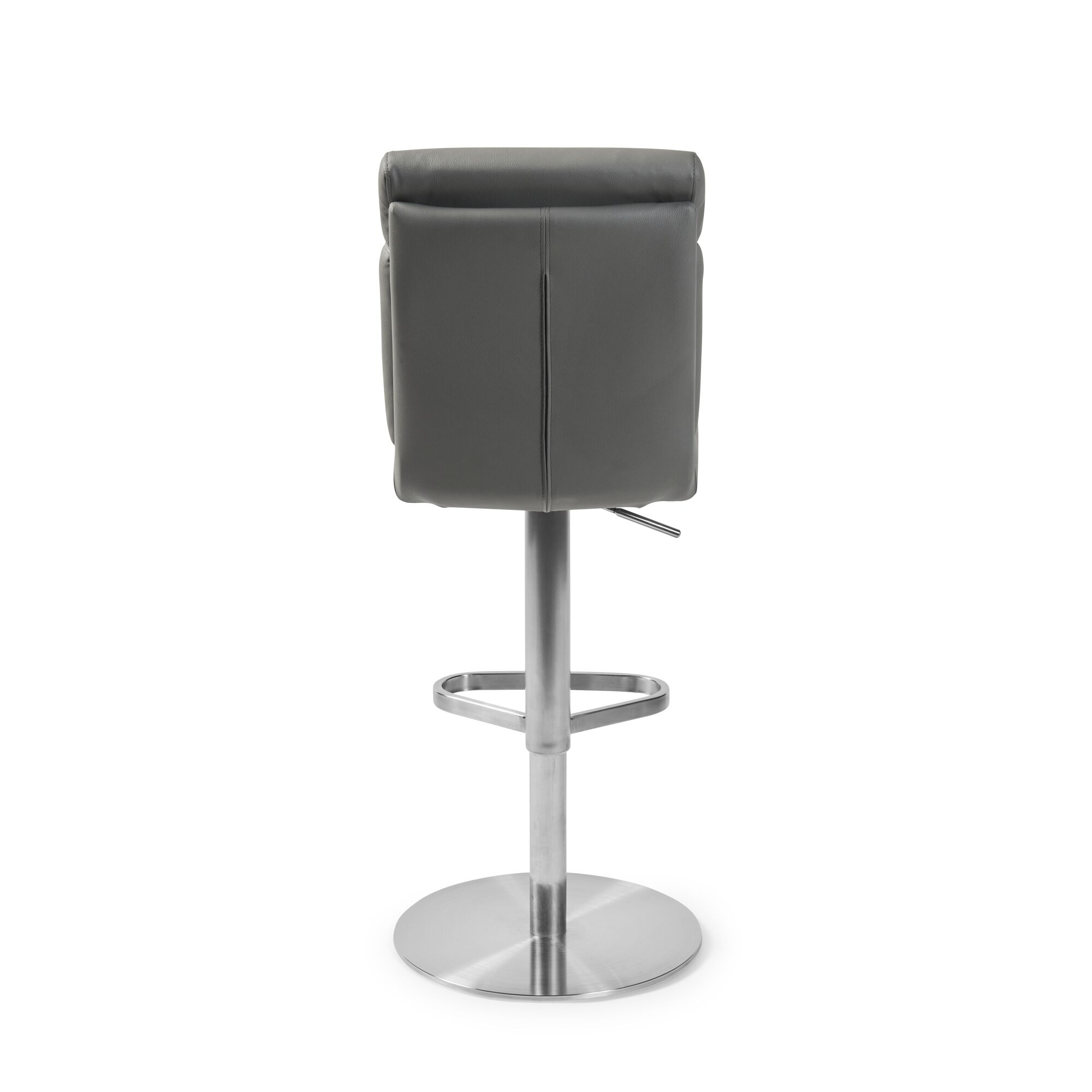 Portland Brushed Steel Gas Lift Kitchen Stool in Grey Faux Leather - Image 10