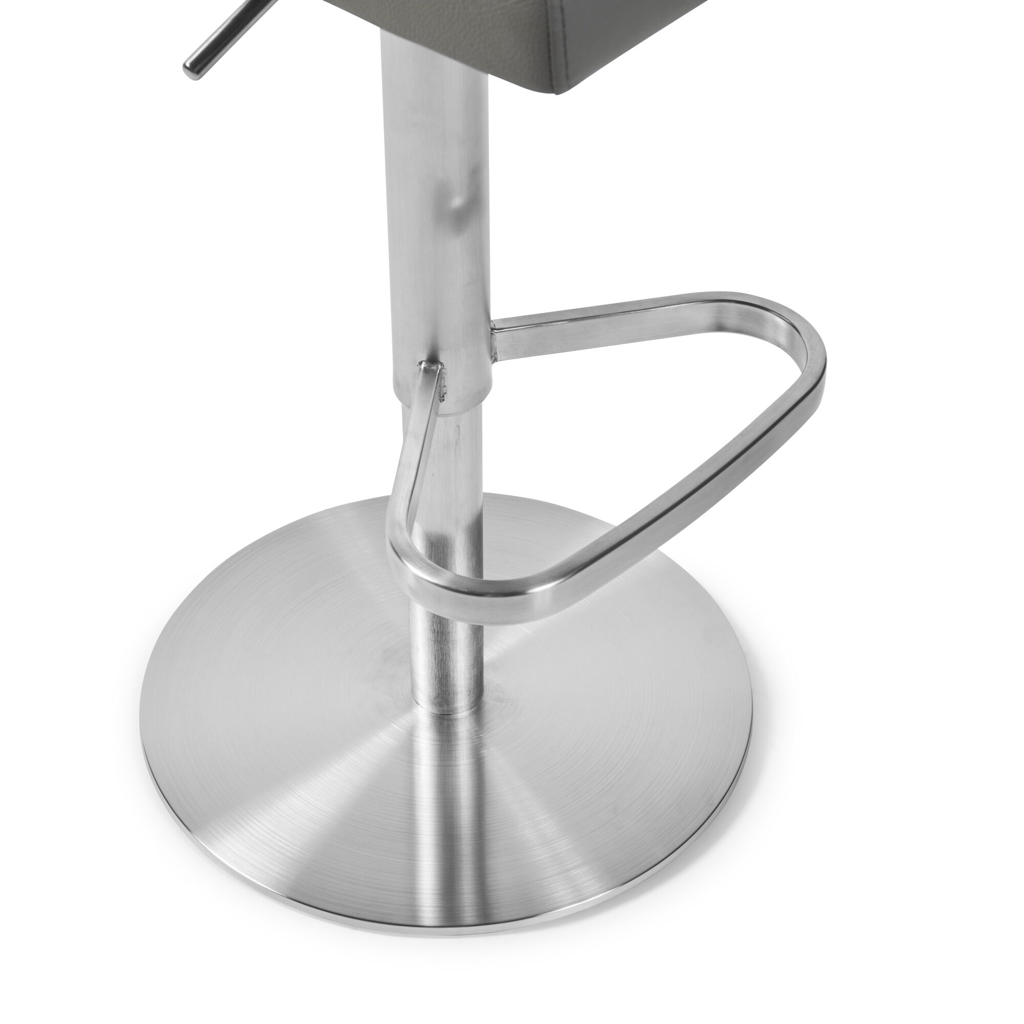 Portland Brushed Steel Gas Lift Kitchen Stool in Grey Faux Leather - Image 12