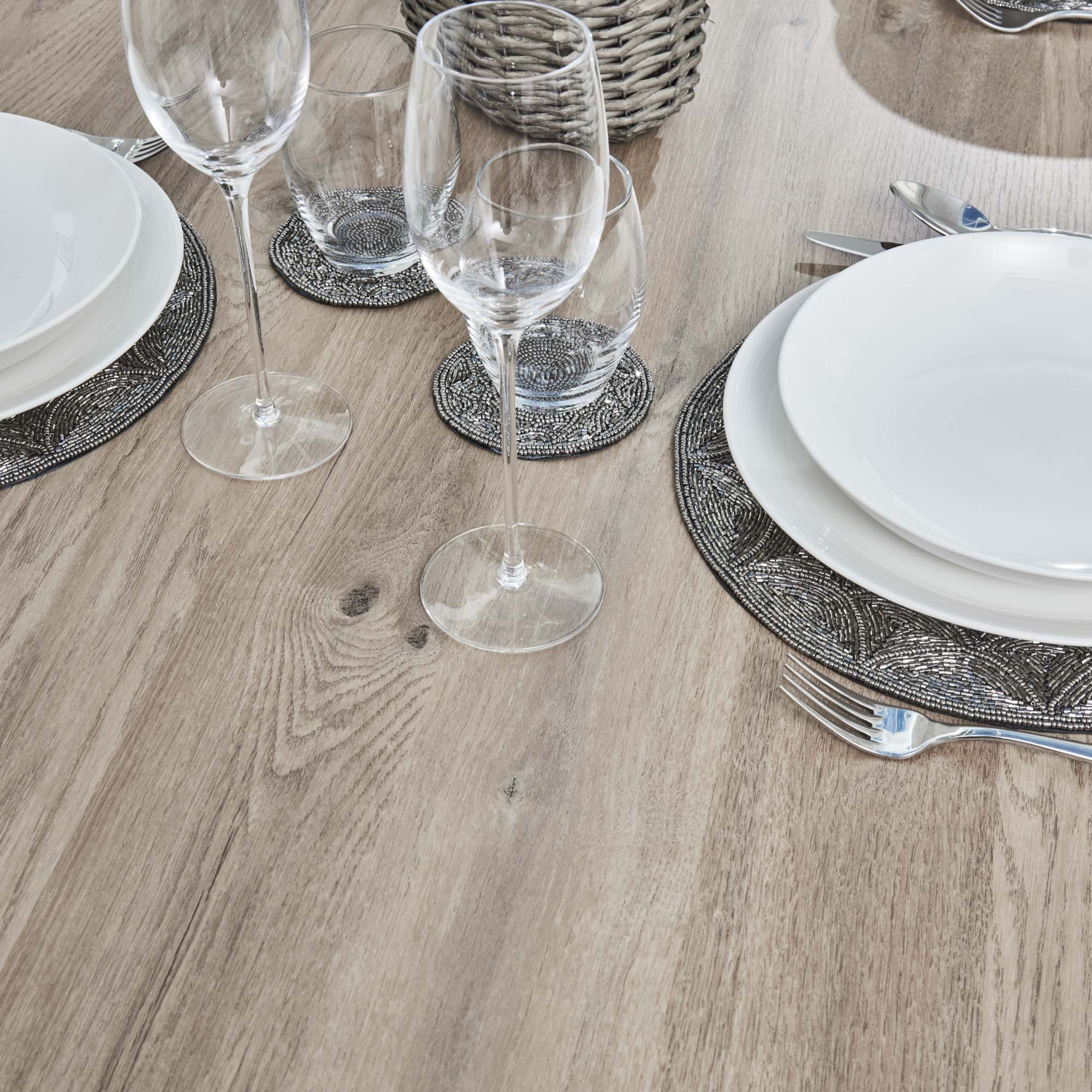 Bellagio 90cm Square Natural Oak Melamine Dining Table Set with 4x Thiago Tan Dining Chairs - Image 6