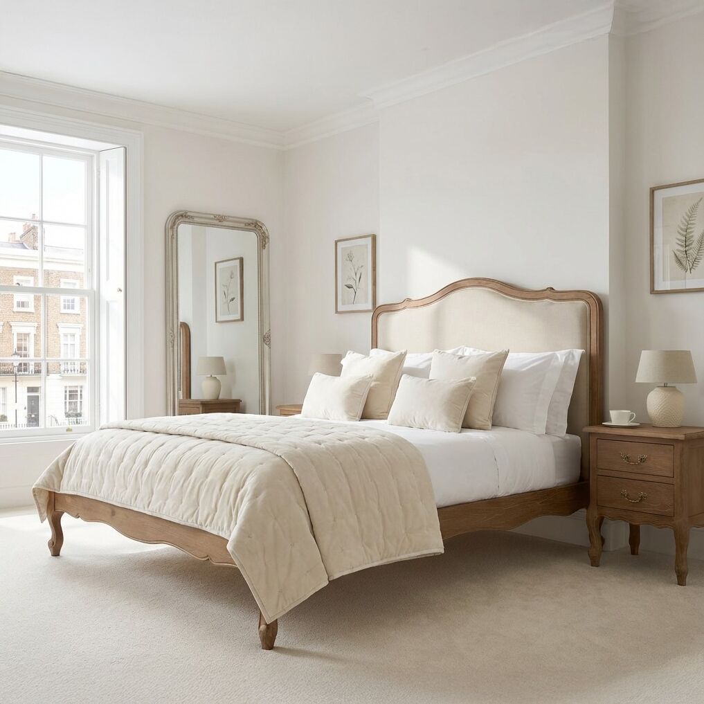 Eloise Limed Ash Upholstered Low Foot Board Bed - Double Size - Image 2