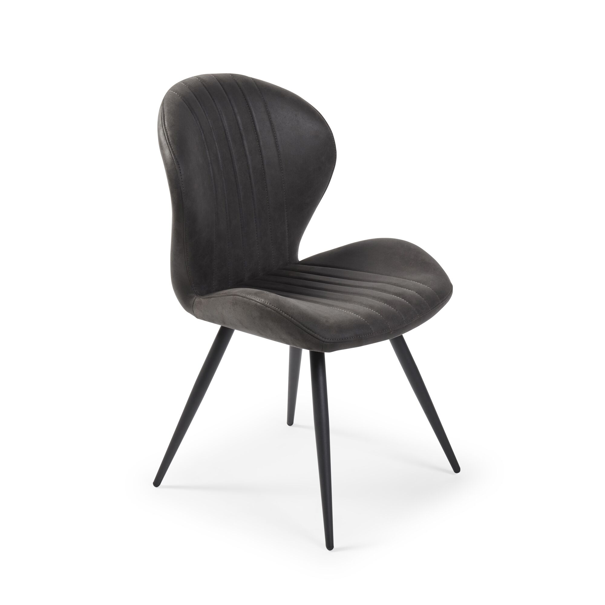 Watson Grey Nubuck Upholstered Dining Chair with Black Legs - Image 6