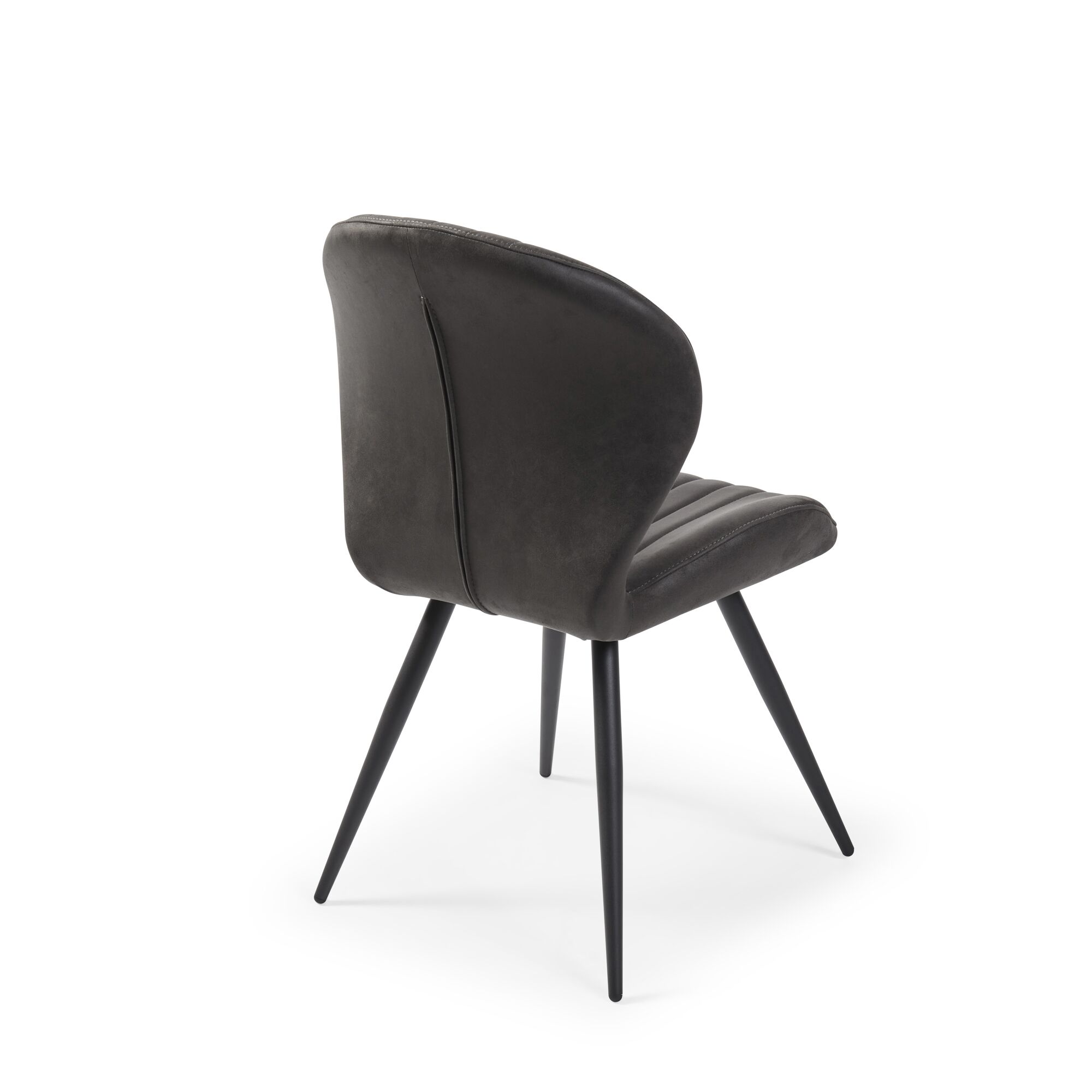Watson Grey Nubuck Upholstered Dining Chair with Black Legs - Image 11