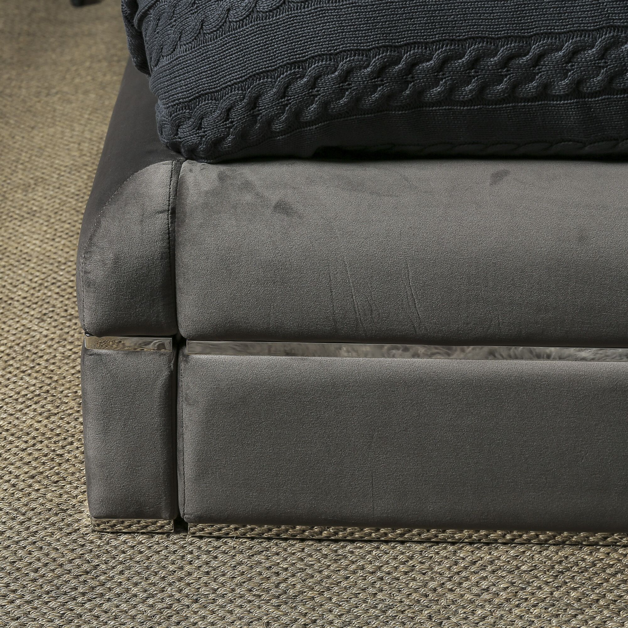 Annabelle Luxurious Grey Velvet Chesterfield King Size Bed - Image 11