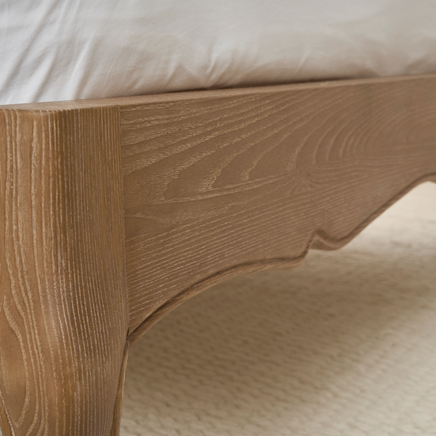 Eloise Limed Ash Upholstered Low Foot Board Bed - Double Size - Image 8