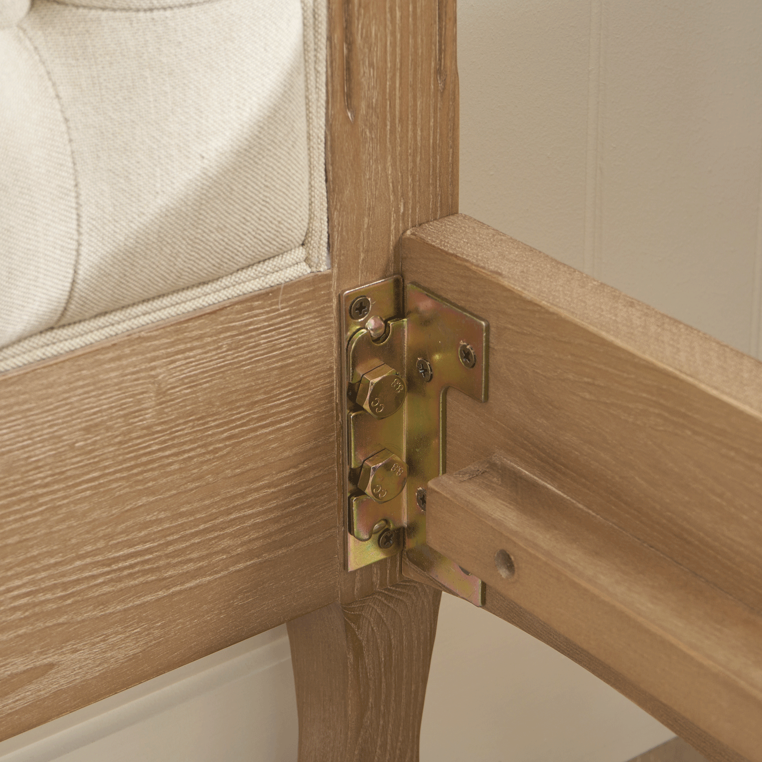 Eloise Limed Ash Upholstered Button Low Foot Board Bed - Double Size - Image 11