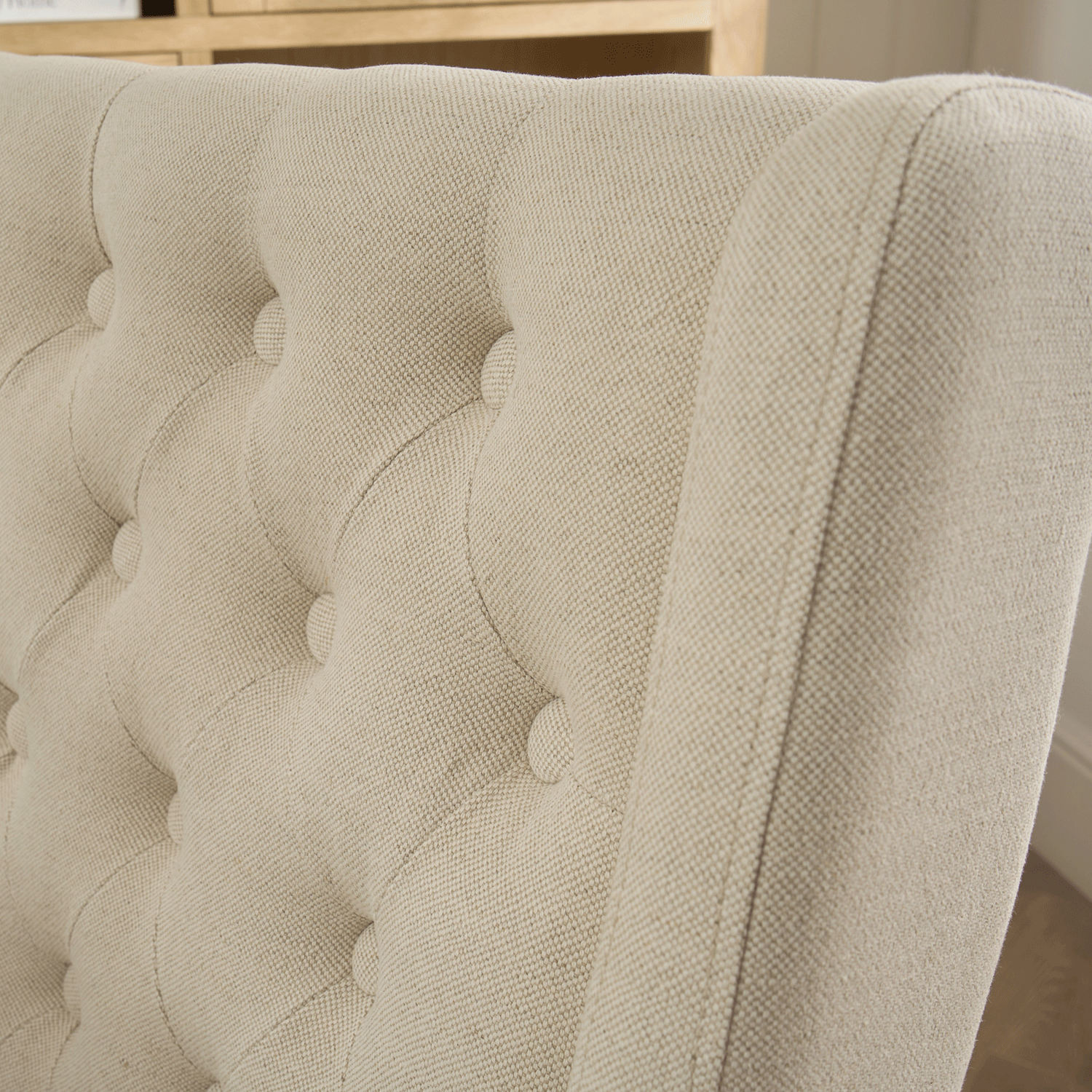 (Set of 2) Broadway Natural Linen Dining Chairs | Oak Legs - Image 3