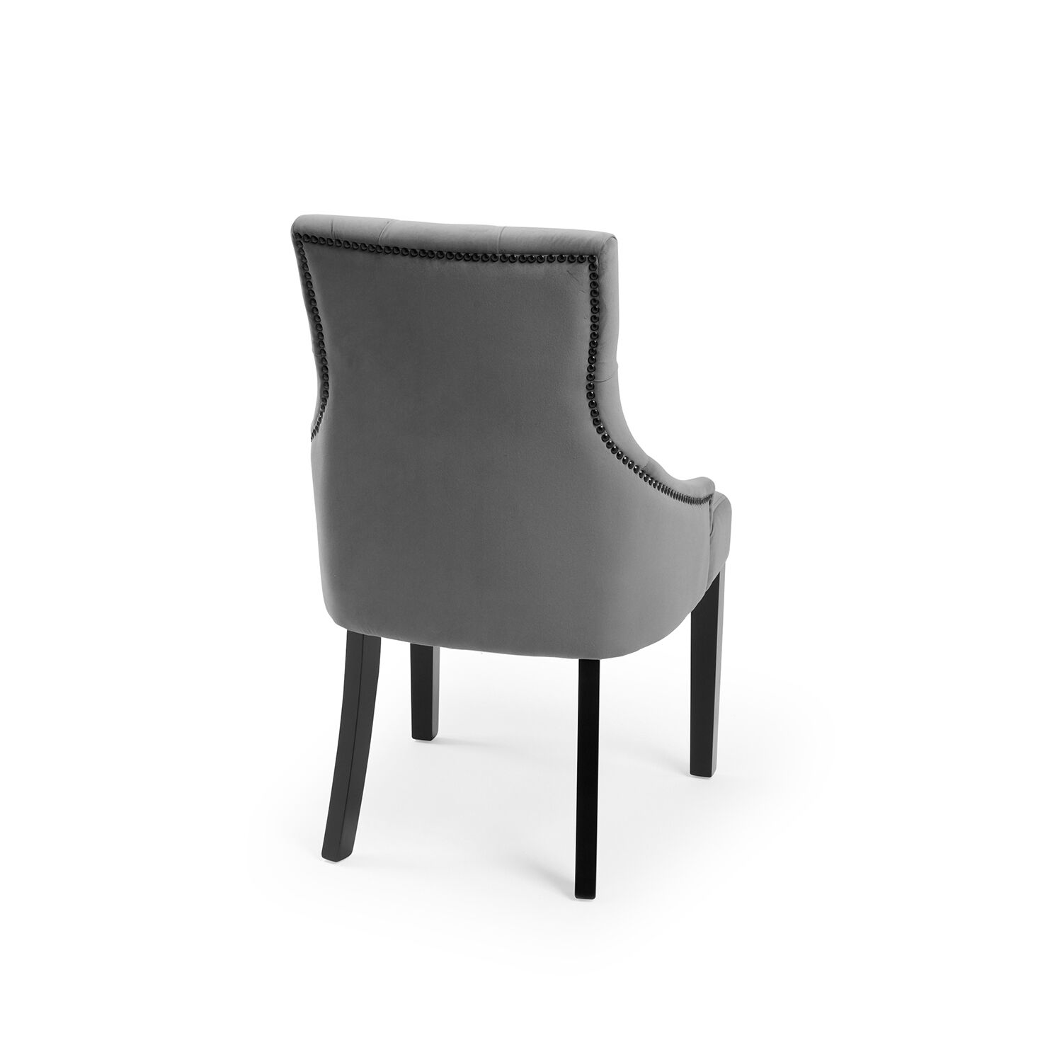 Chelsea Grey Brushed Velvet Scoop Back Dining Chair Black Studs - Image 4