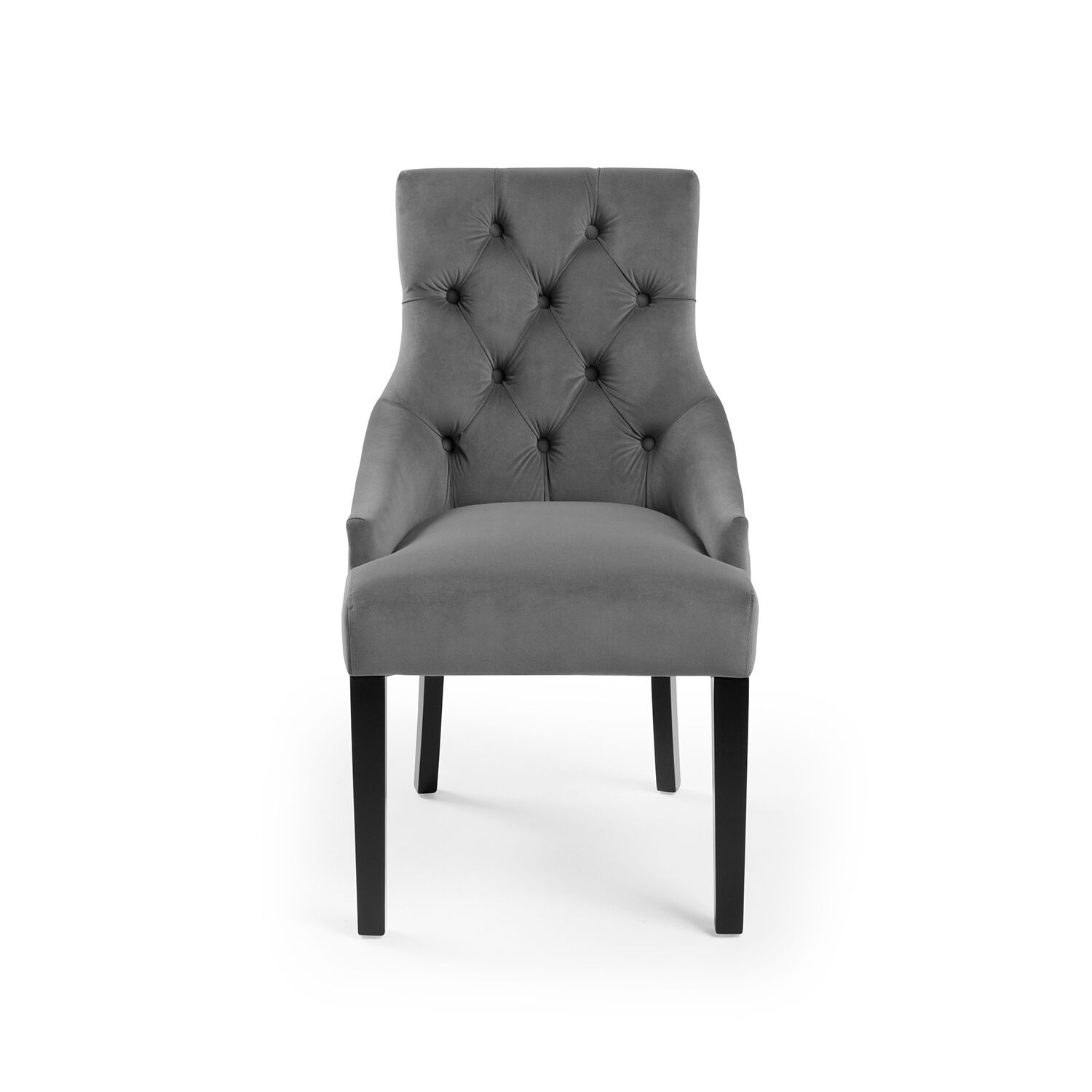Chelsea Grey Brushed Velvet Scoop Back Dining Chair Black Studs - Image 5