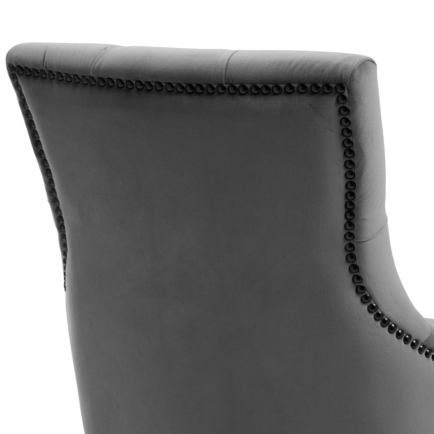 Chelsea Grey Brushed Velvet Scoop Back Dining Chair Black Studs - Image 8