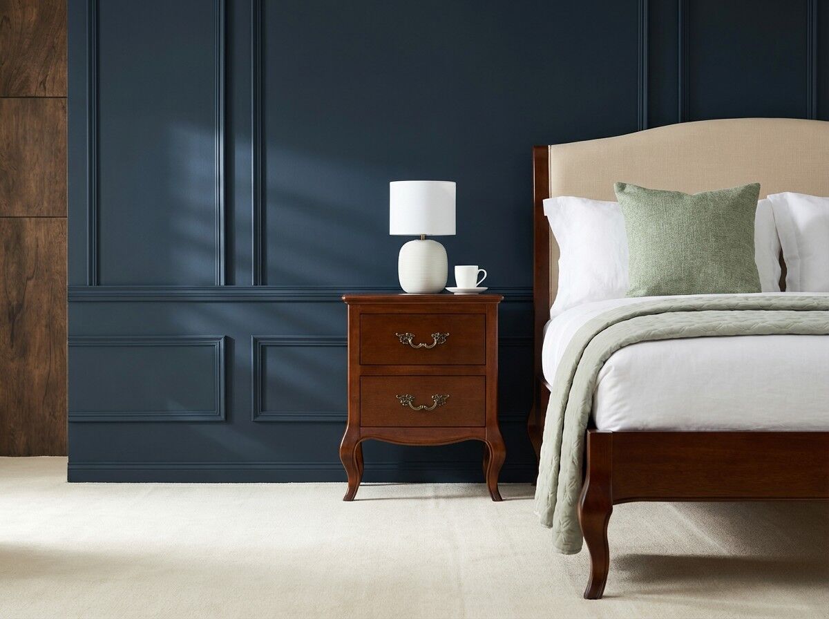 Lille French Mahogany Two Drawer Bedside Table