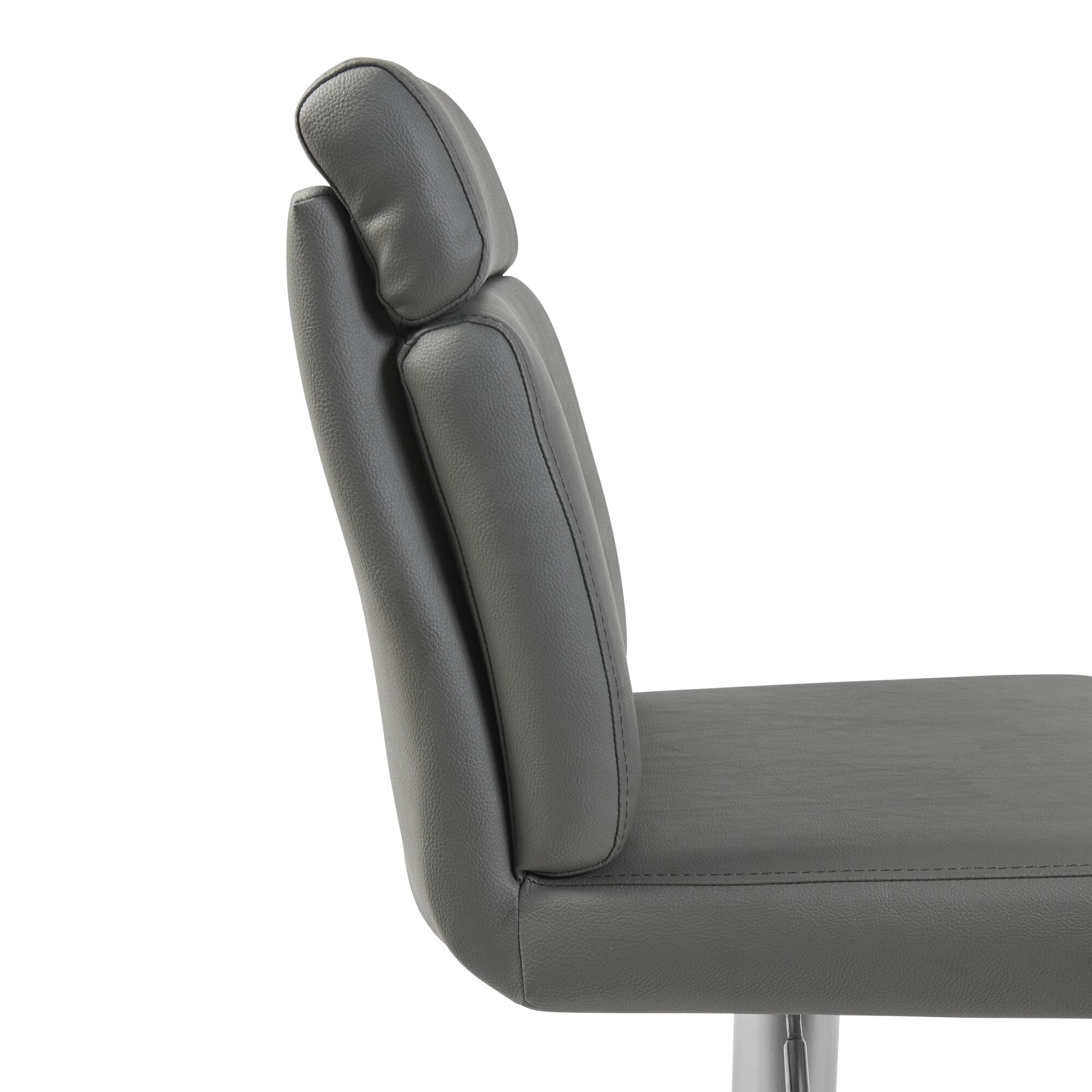 Portland Brushed Steel Gas Lift Kitchen Stool in Grey Faux Leather - Image 12