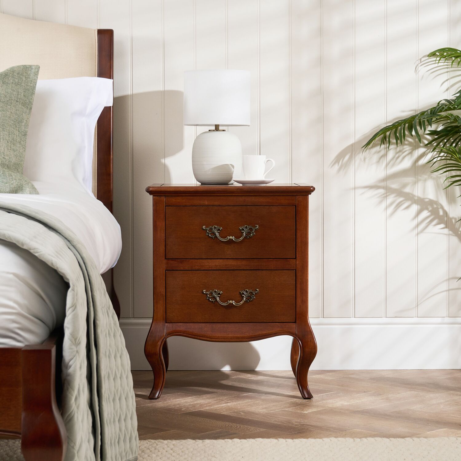 Lille French Mahogany Two Drawer Bedside Table - Image 2