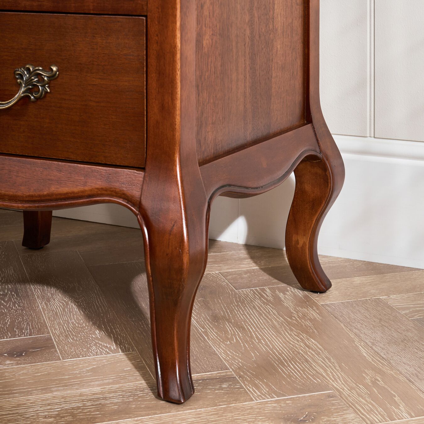 Lille French Mahogany Two Drawer Bedside Table - Image 4