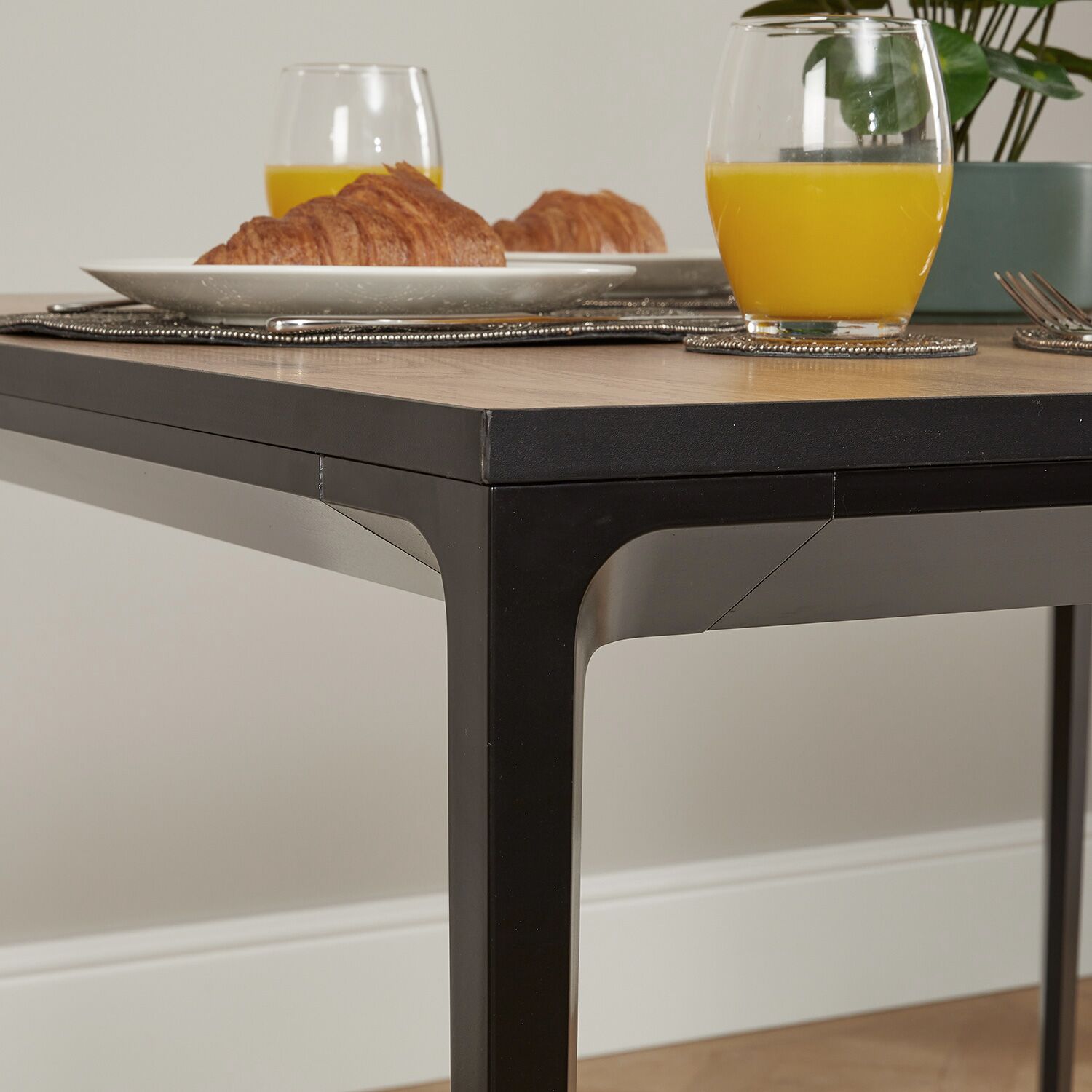 Bellagio 90cm Square Natural Oak Melamine Dining Table Set with 4x Camila Grey/Tan Dining Chairs - Image 5