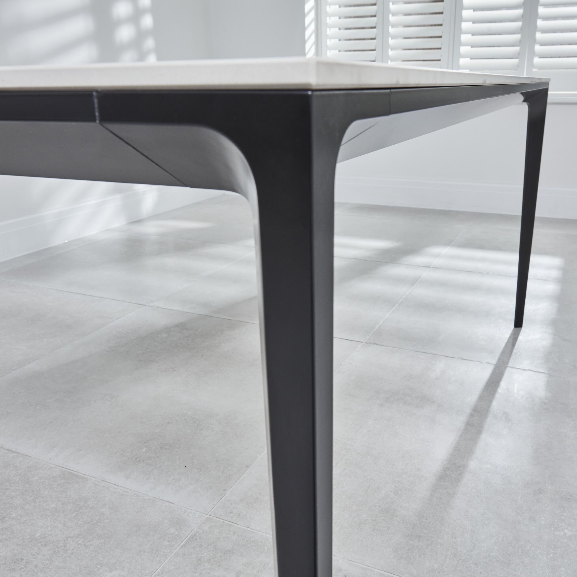 Bellagio 1.6M White Sintered Stone Dining Table Set with 4 x Leon Grey Dining Chairs - Image 4