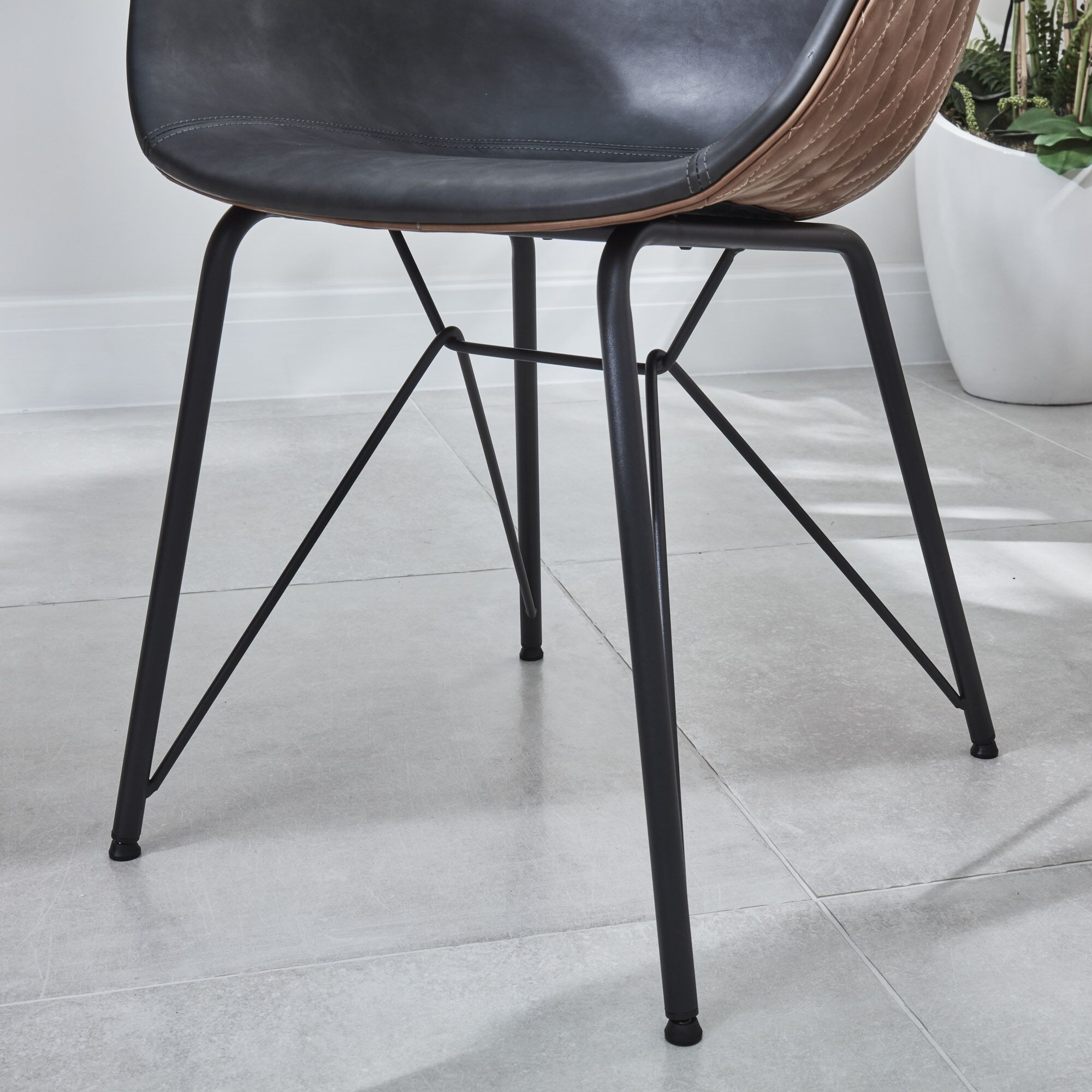 Bellagio 90cm Square Natural Oak Melamine Dining Table Set with 4x Camila Grey/Tan Dining Chairs - Image 12