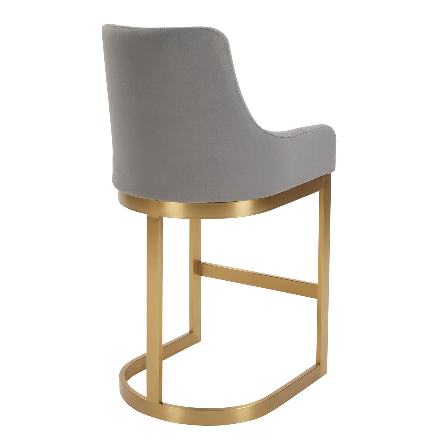 Clara Grey Velvet Counter Stool with a Gold Stainless Steel Frame - Image 4