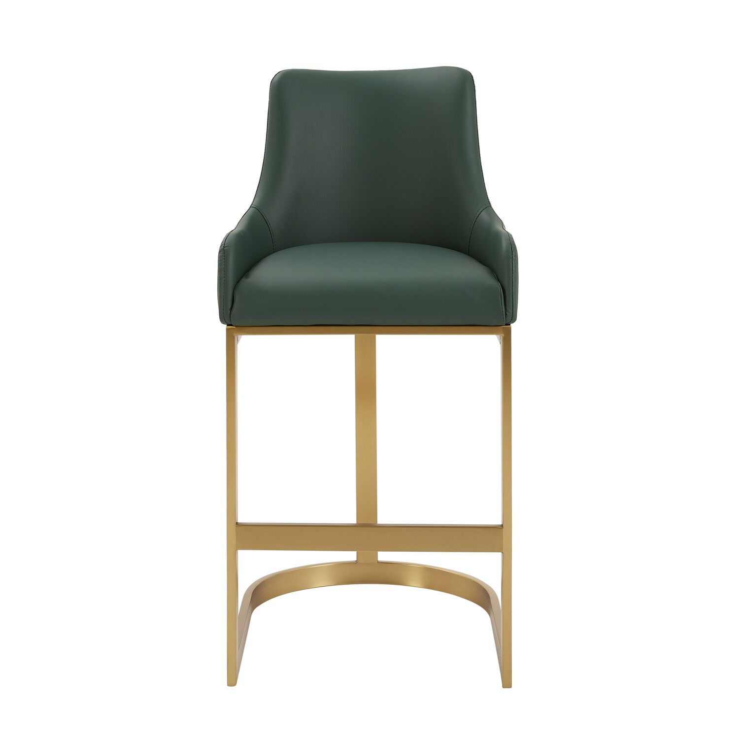 Clara Green Upholstered Counter Kitchen Stool with Gold Steel Frame - Image 7