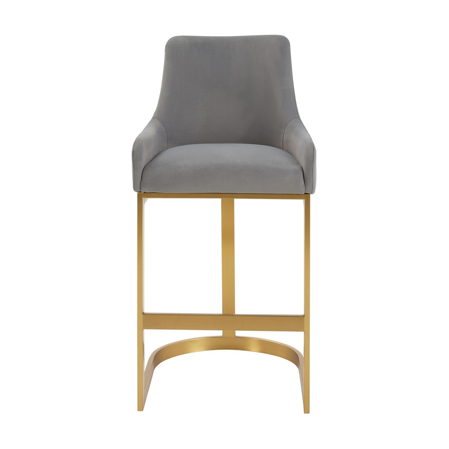 Clara Grey Velvet Counter Stool with a Gold Stainless Steel Frame - Image 5
