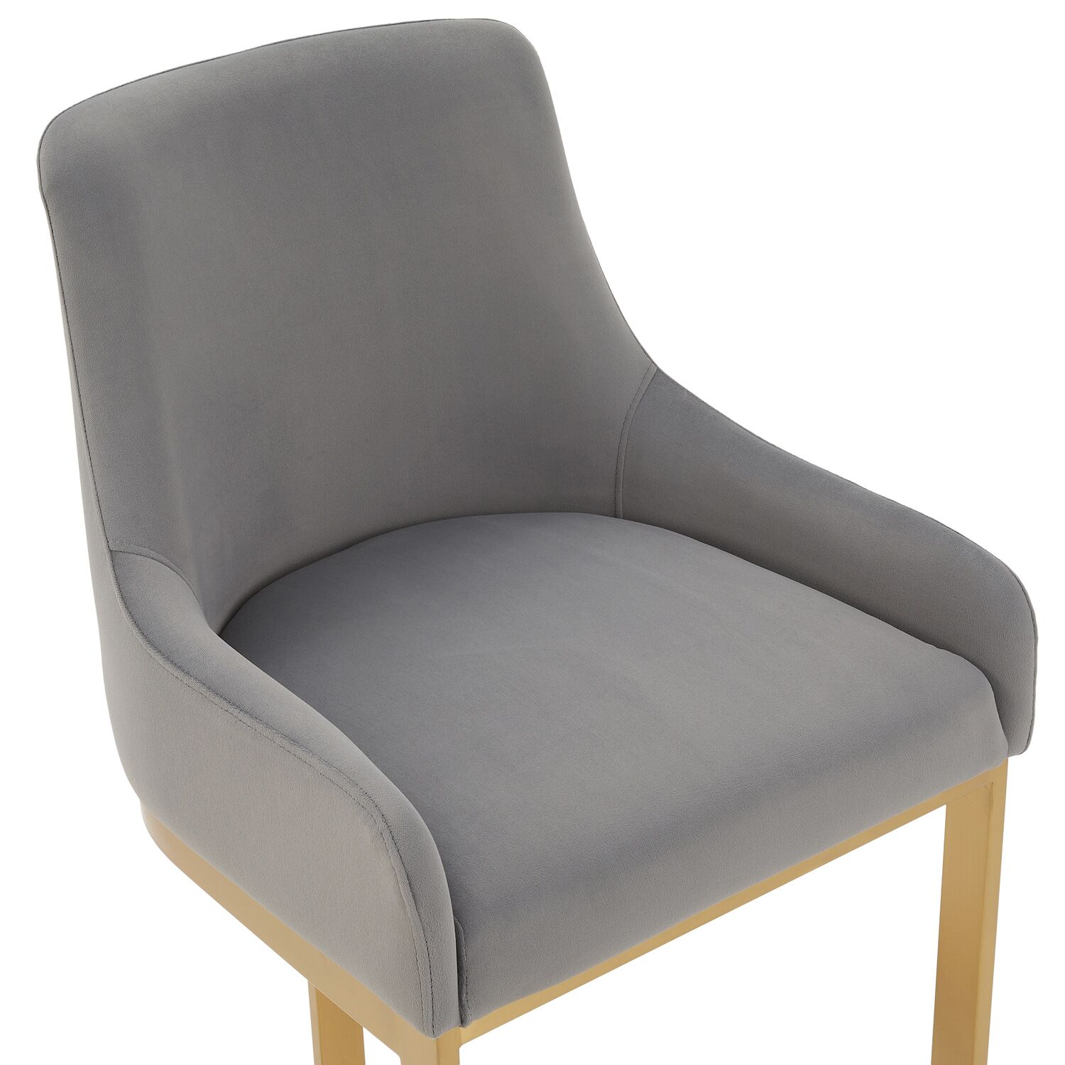 Clara Grey Velvet Counter Stool with a Gold Stainless Steel Frame - Image 7