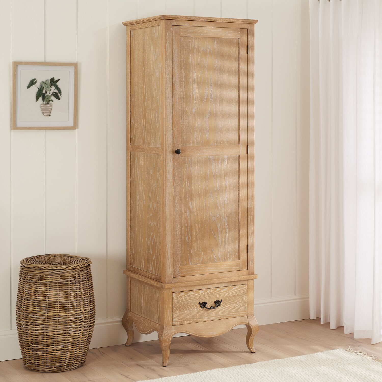 Lille French Limed Oak Single Wardrobe - Image 4