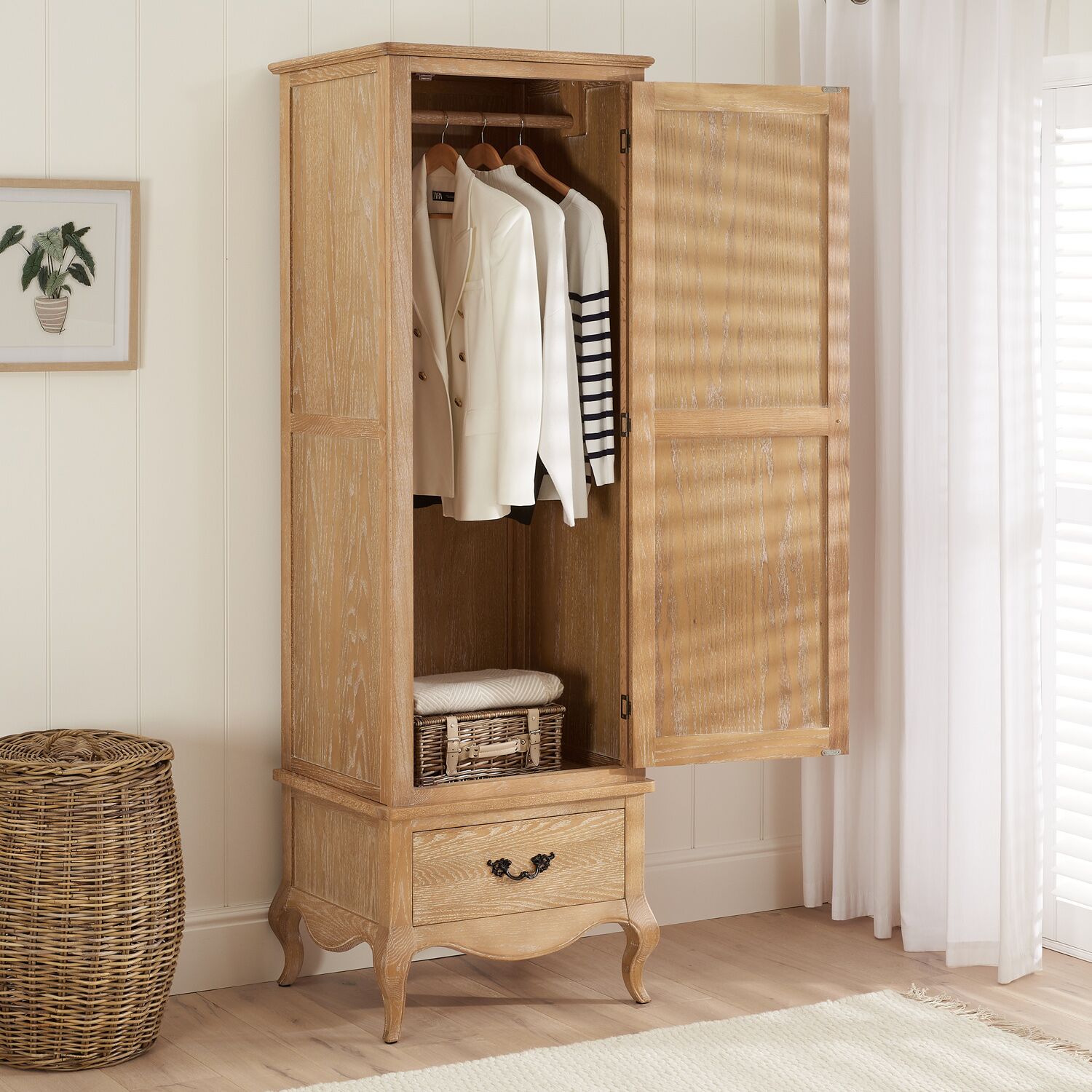 Lille French Limed Oak Single Wardrobe - Image 3