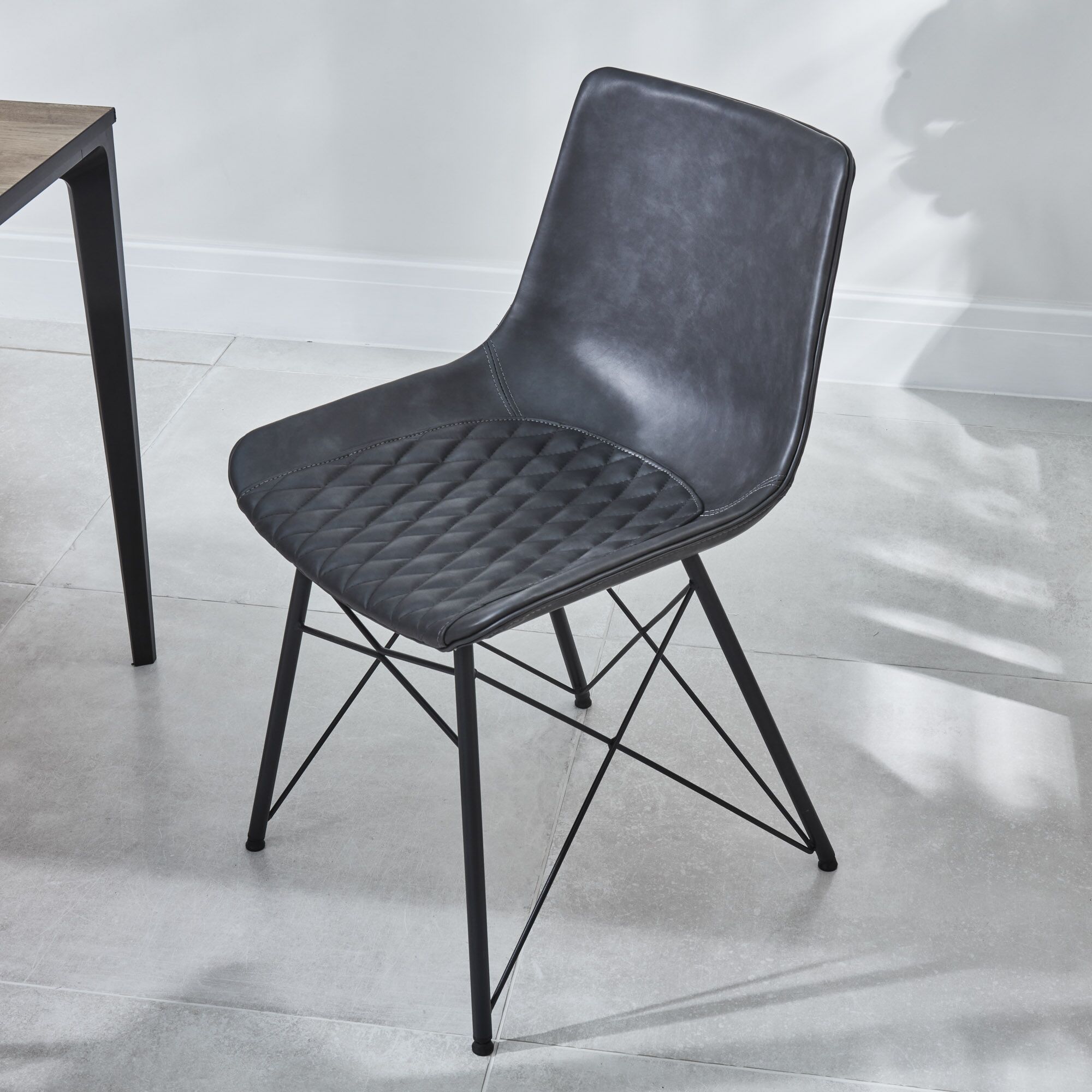 Bellagio 90cm Square Grey Sintered Stone Dining Table Set with 4x Leon Grey Dining Chairs - Image 13