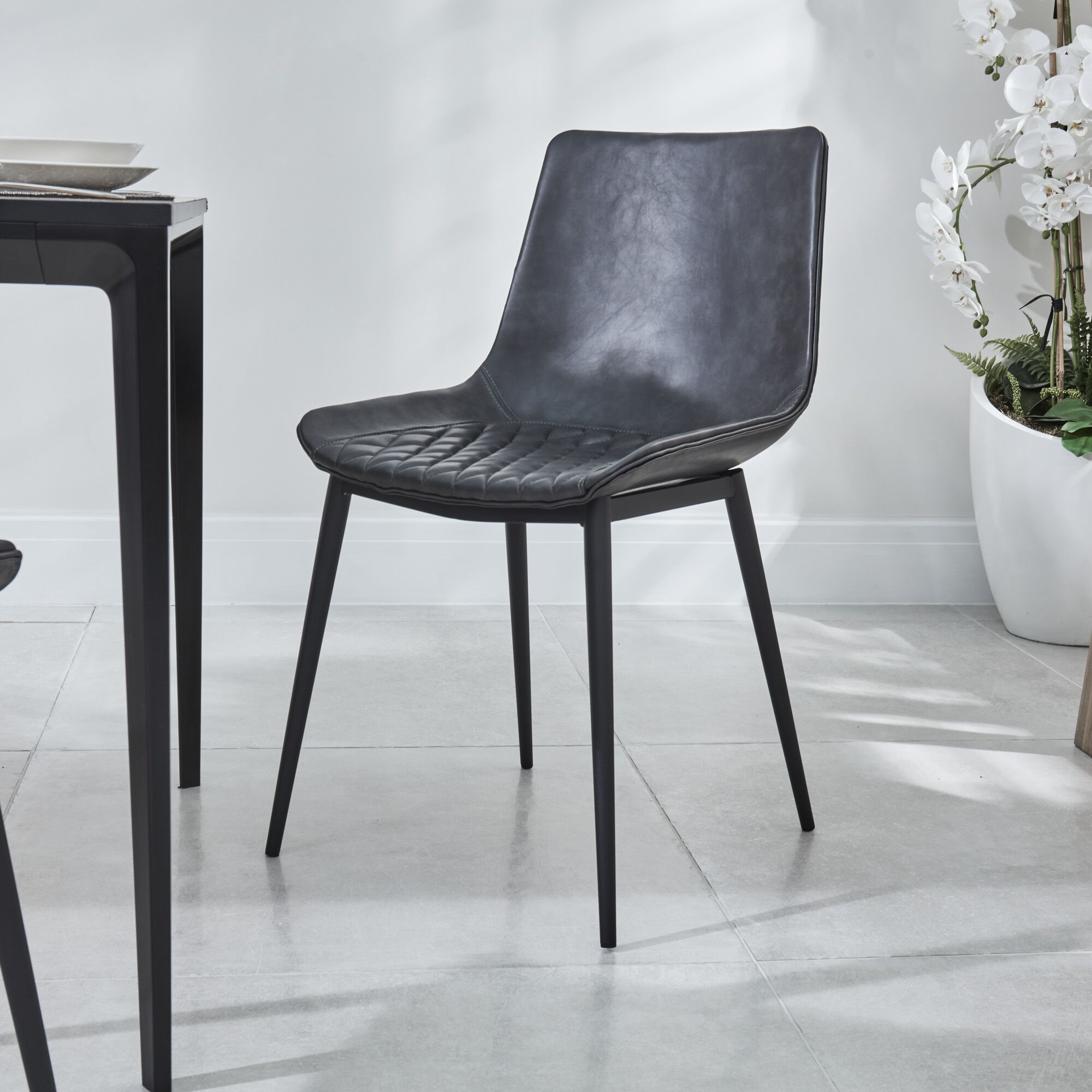 Bellagio 1.6M White Sintered Stone Dining Table with 4x Leo Grey Dining Chairs - Image 17