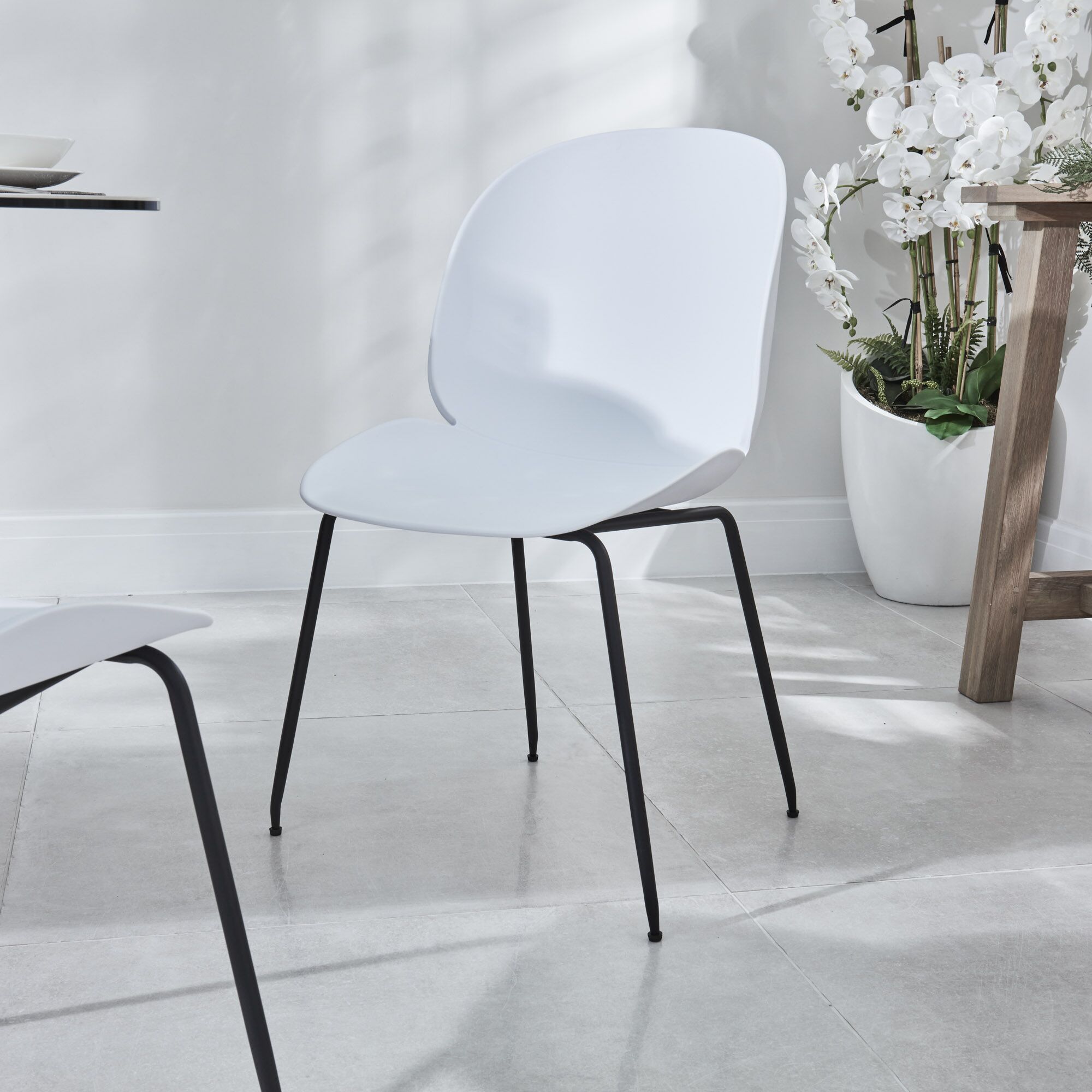 (Set of 2) Casper White Minimalistic Plastic Dining Chairs - Image 3