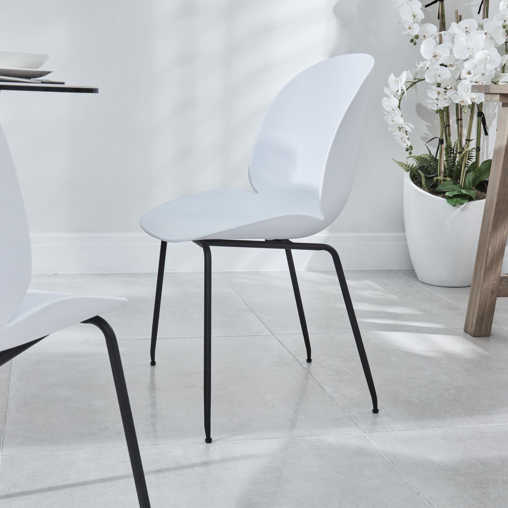 (Set of 2) Casper White Minimalistic Plastic Dining Chairs - Image 5