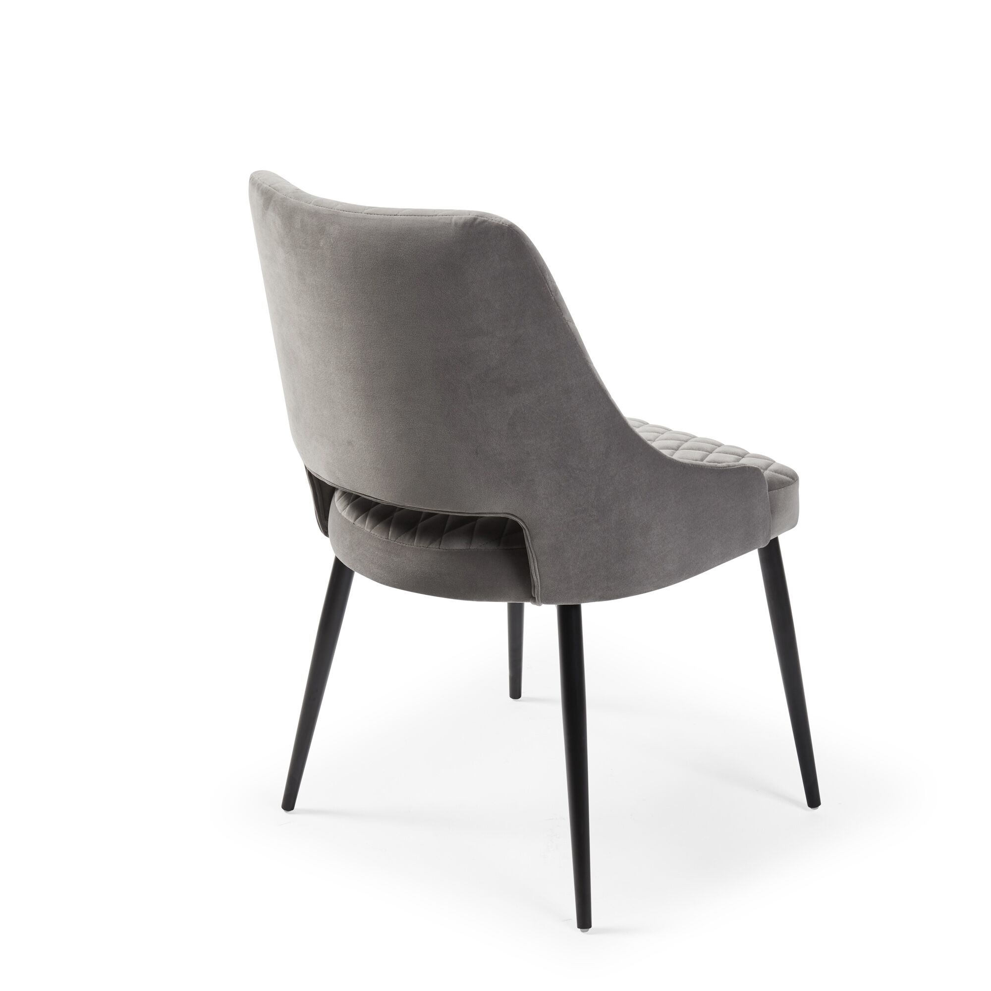 Joan Quilted Upholstered Grey Velvet Dining Chair - Image 9