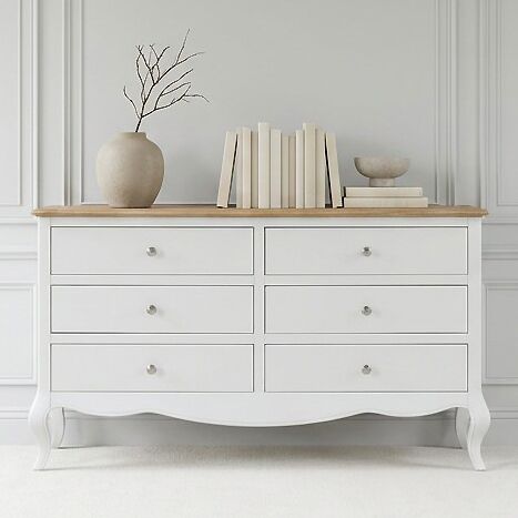 Lille French Chalk White 6 Drawer Wide Chest