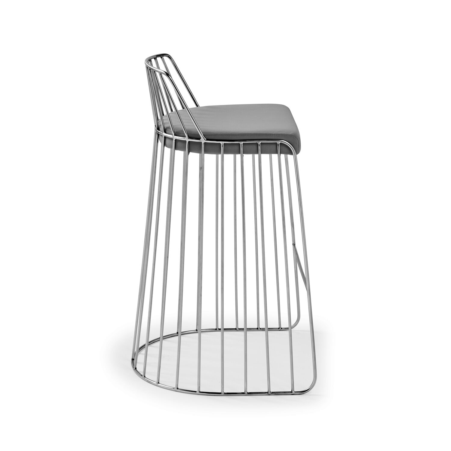 Claudia Grey Velvet Stainless Steel Kitchen Barstool - Image 6