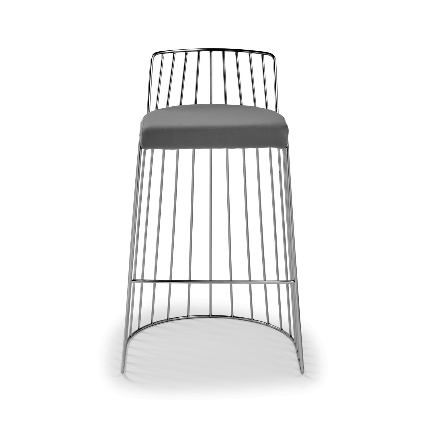 Claudia Grey Velvet Stainless Steel Kitchen Barstool - Image 4
