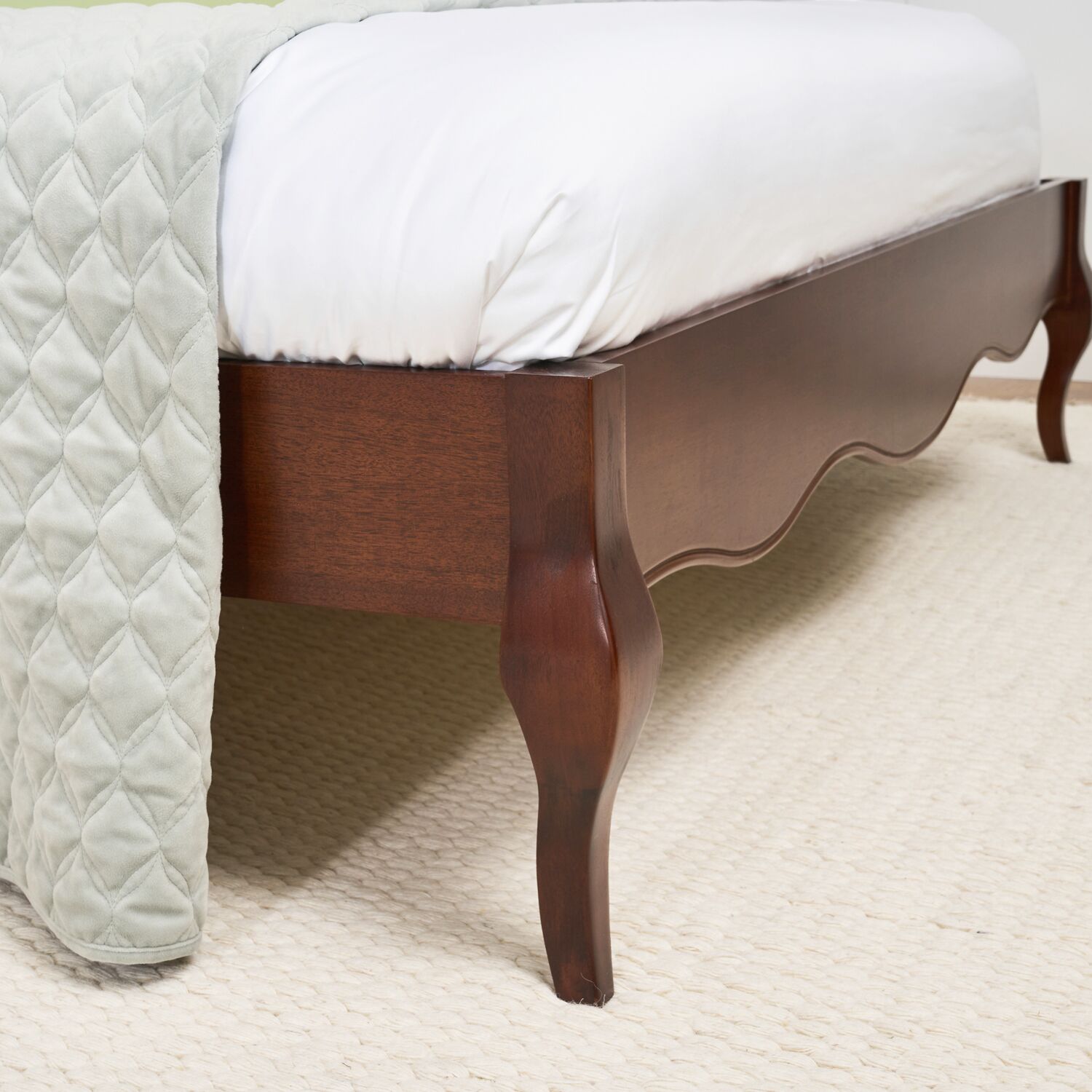 Lille French Mahogany Upholstered Low Foot Board Bed - Double Size - Image 6