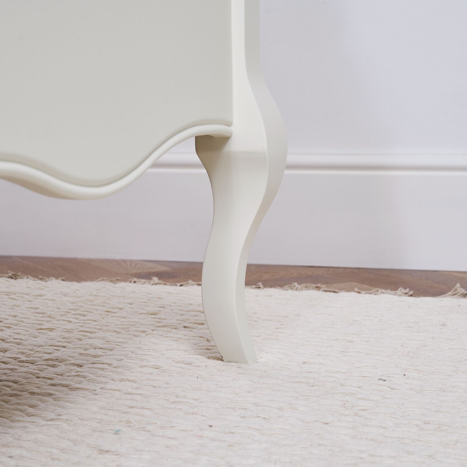 Lille French Chalk White Upholstered Low Foot Board Bed - Double Size - Image 7