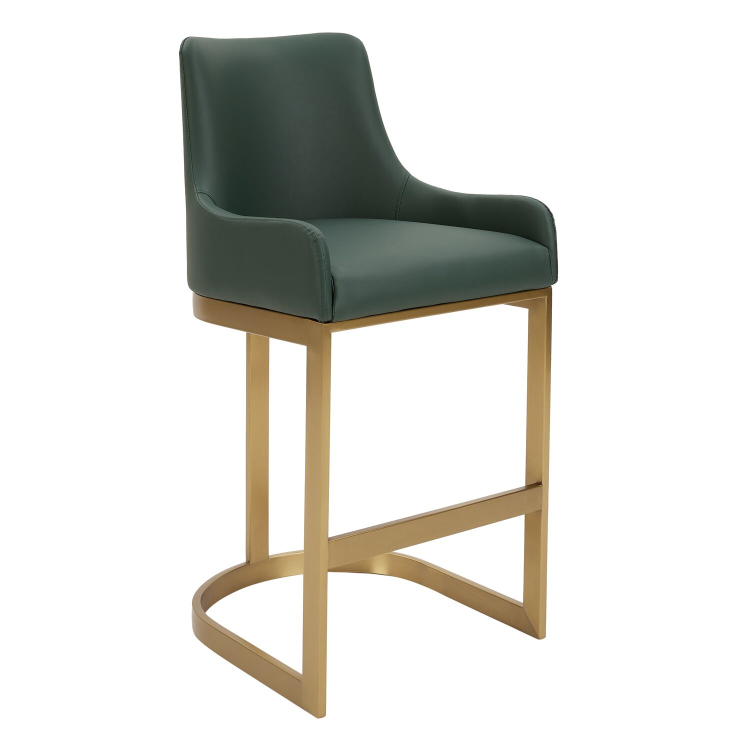 Clara Green Upholstered Counter Kitchen Stool with Gold Steel Frame - Image 4