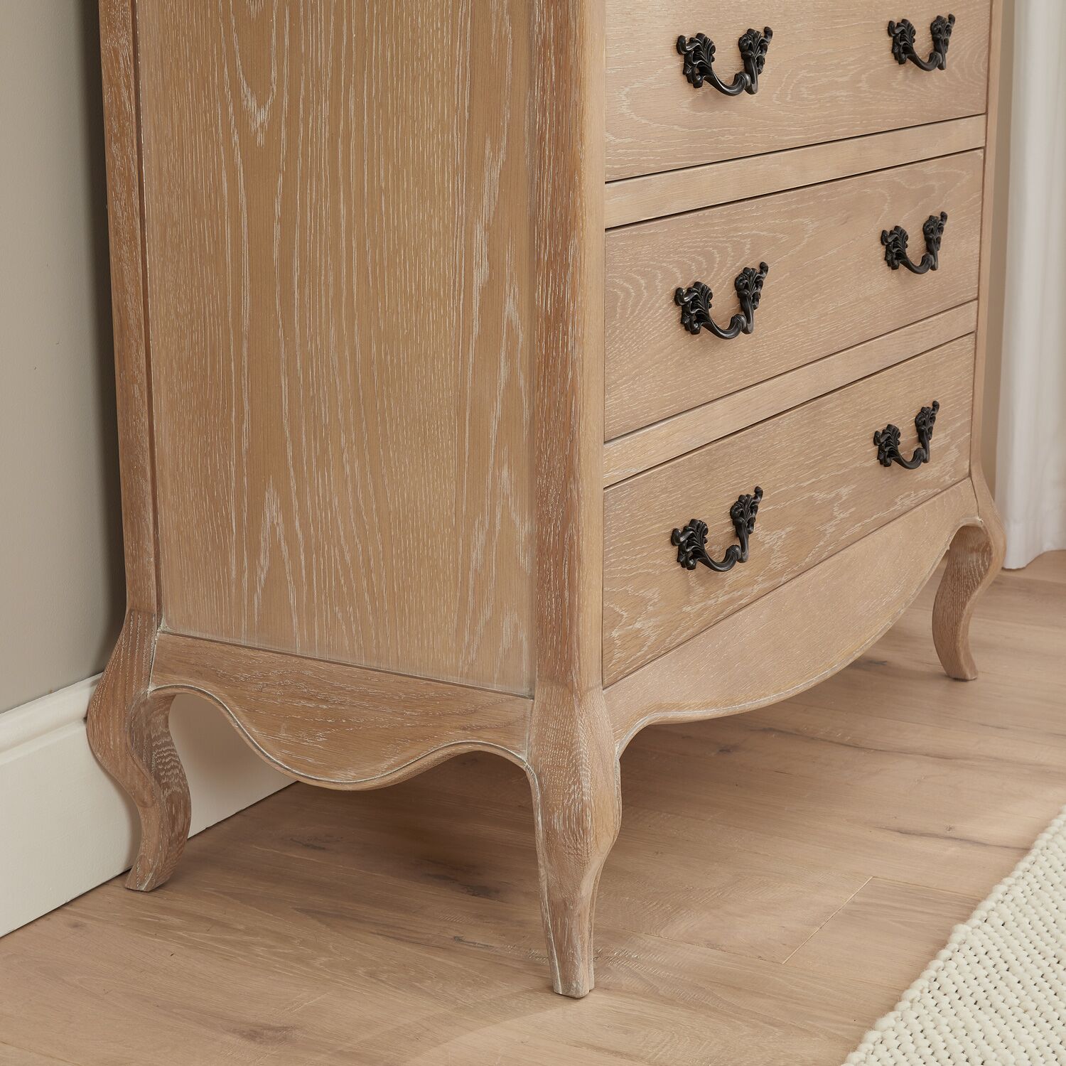 Lille French Limed Oak 6 Drawer Tall Chest - Image 6