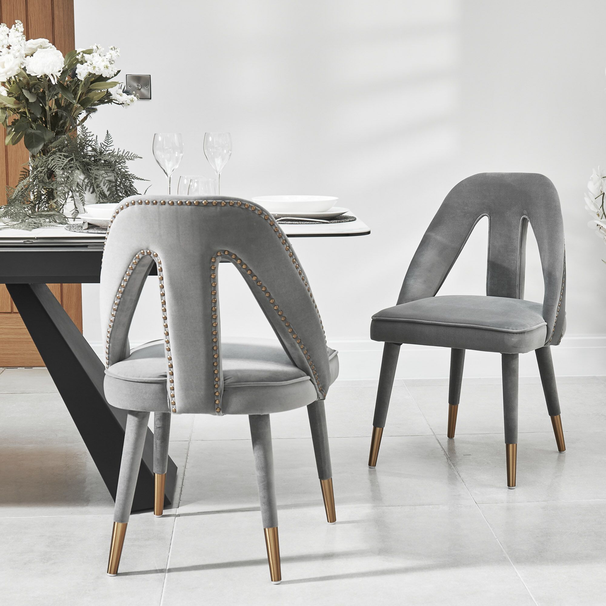 Alexandra Grey Velvet Dining Chair