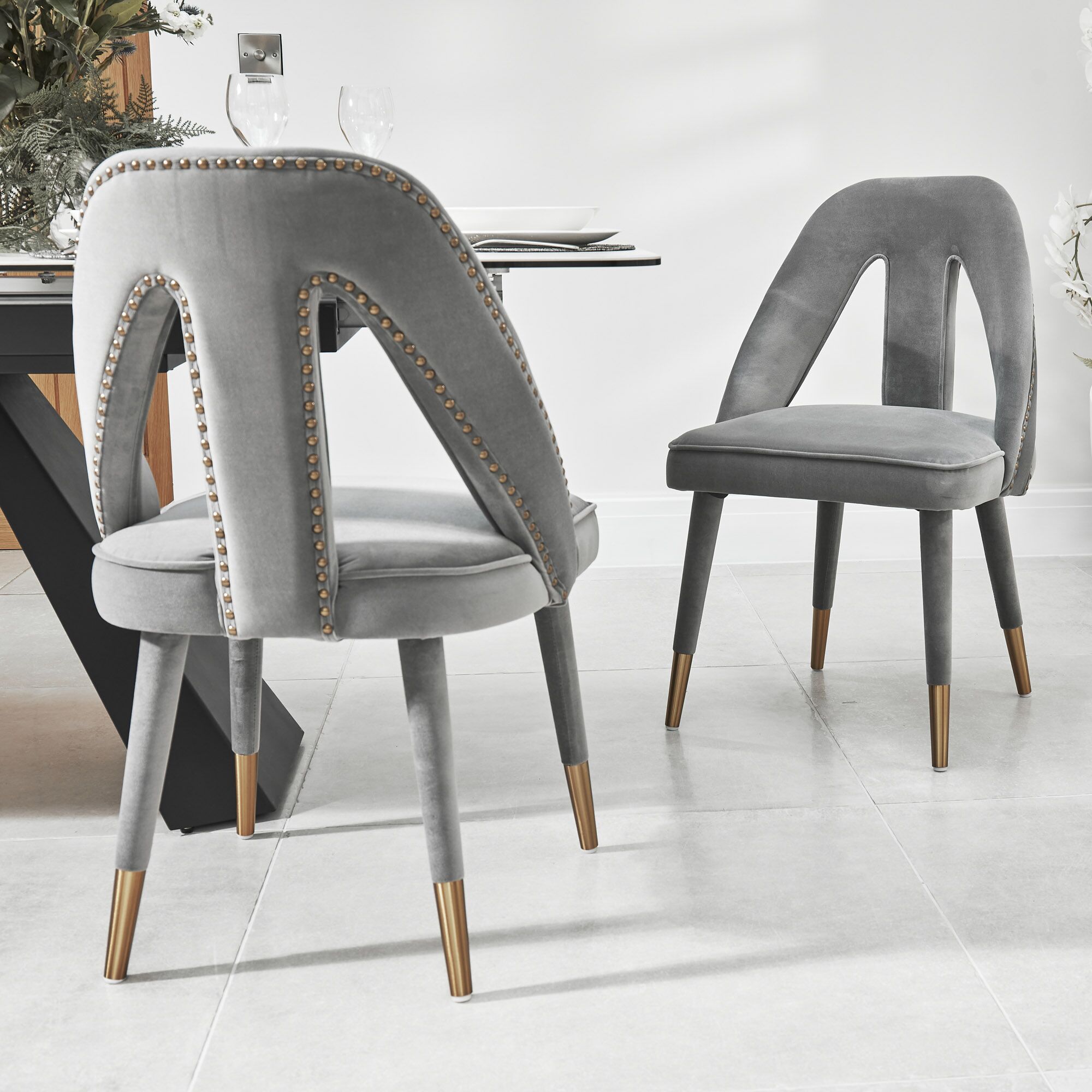 Alexandra Grey Velvet Dining Chair - Image 2