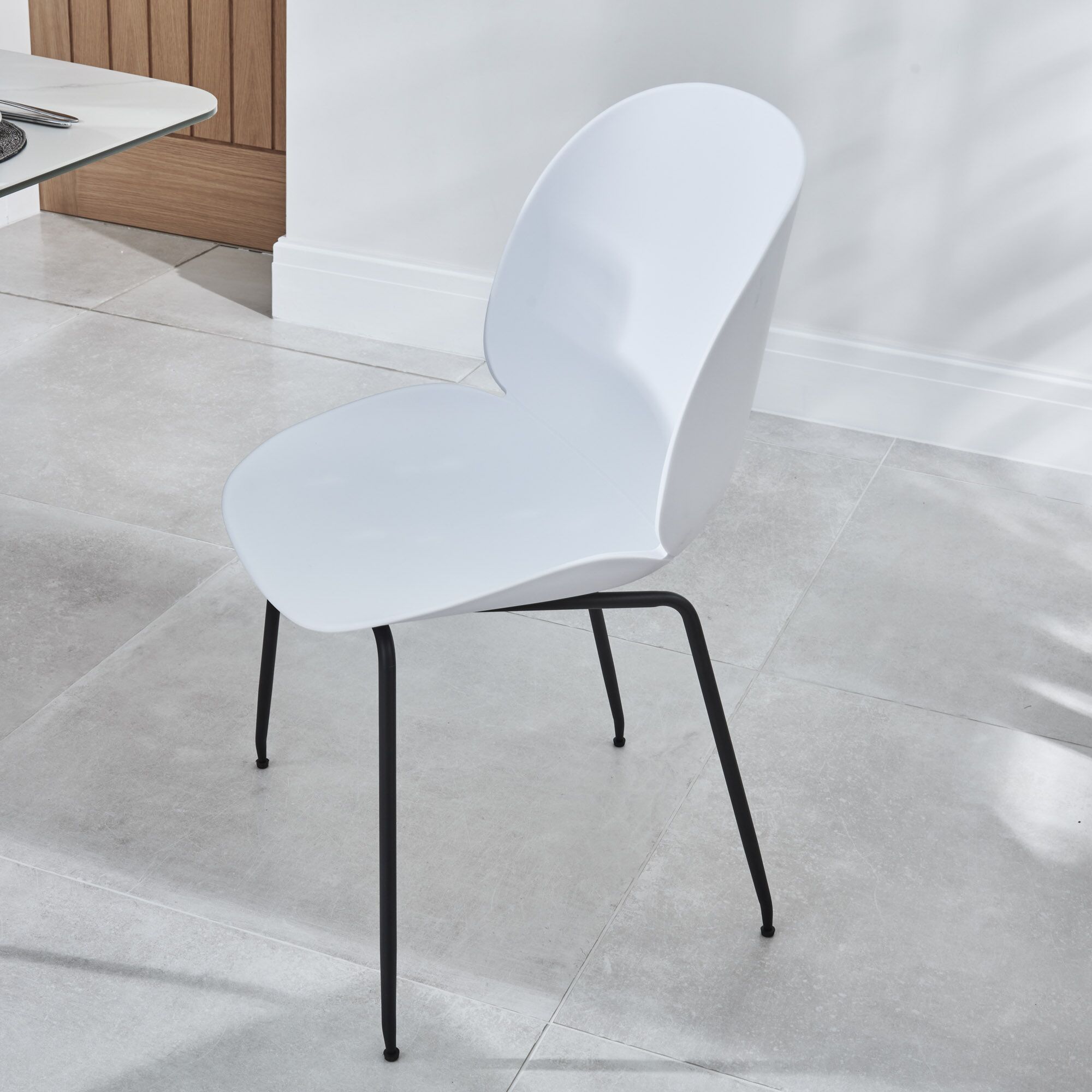 (Set of 2) Casper White Minimalistic Plastic Dining Chairs - Image 3