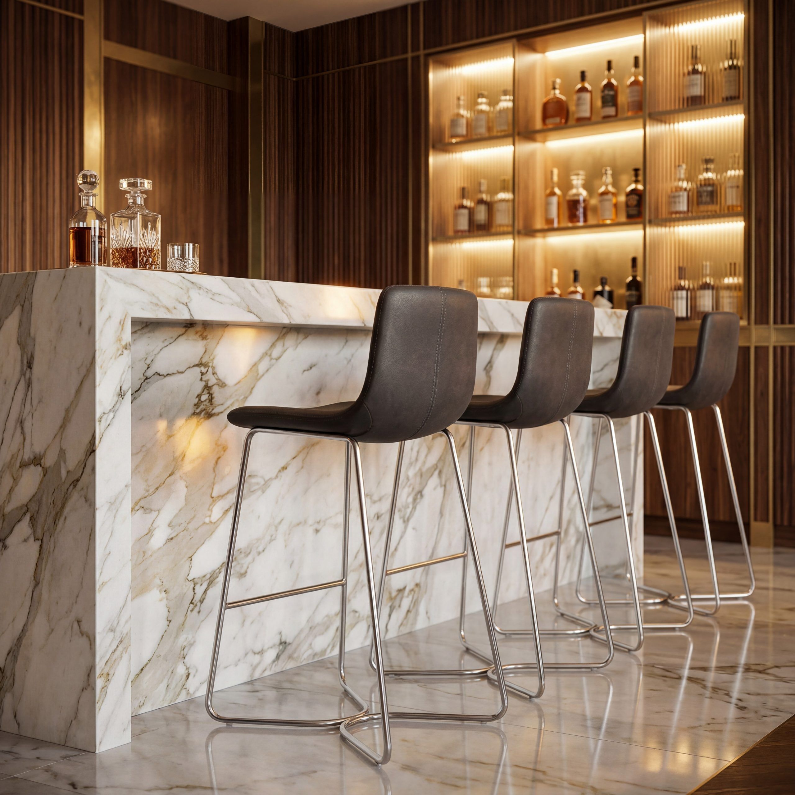 Austin Charcoal Brushed Steel Bar Stool