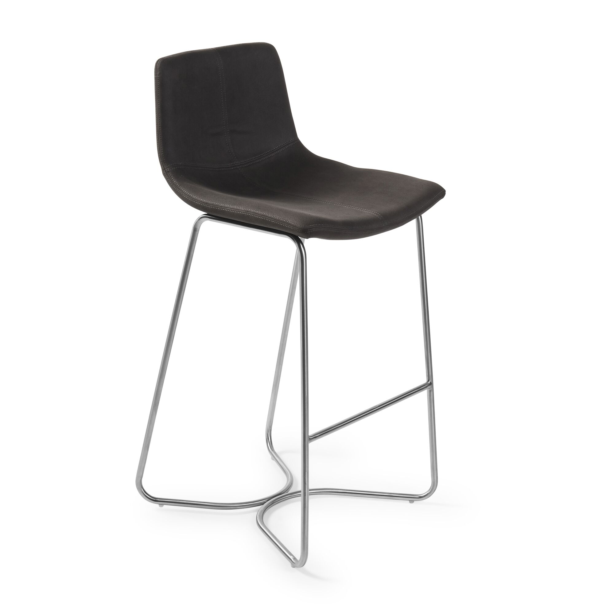 Austin Charcoal Brushed Steel Bar Stool - Image 4