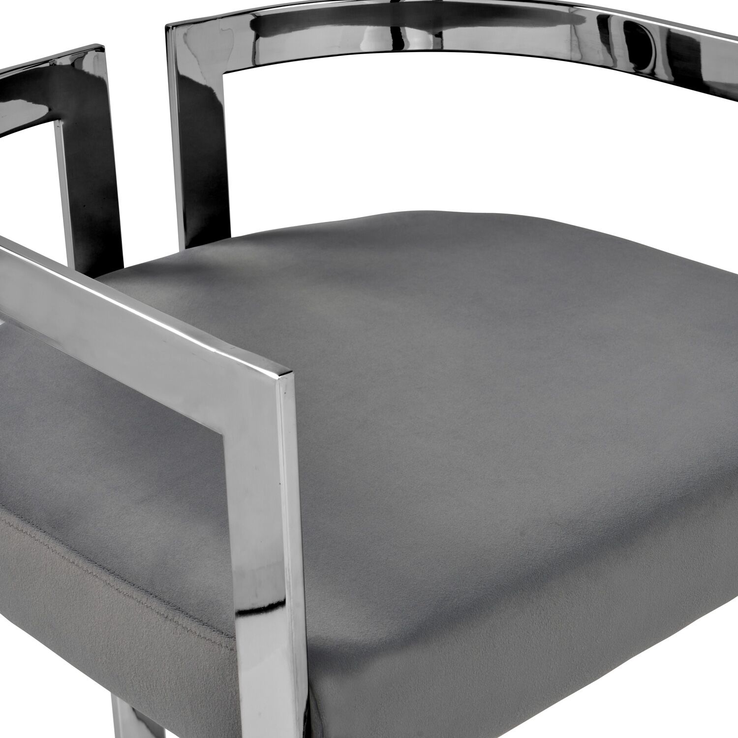 Annalise Grey Velvet Kitchen Barstool - Stainless Steel - Image 10