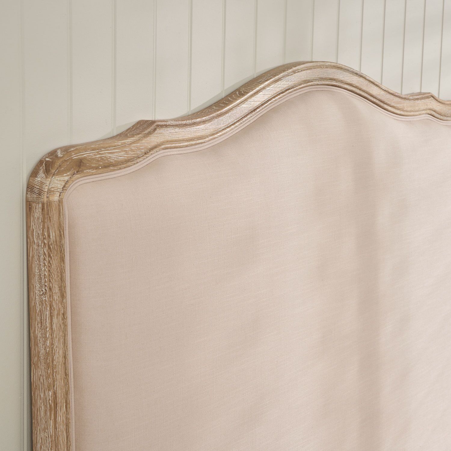 Clementine French Whitewash Oak Upholstered Divan Base Headboard - Super King Size - Image 4